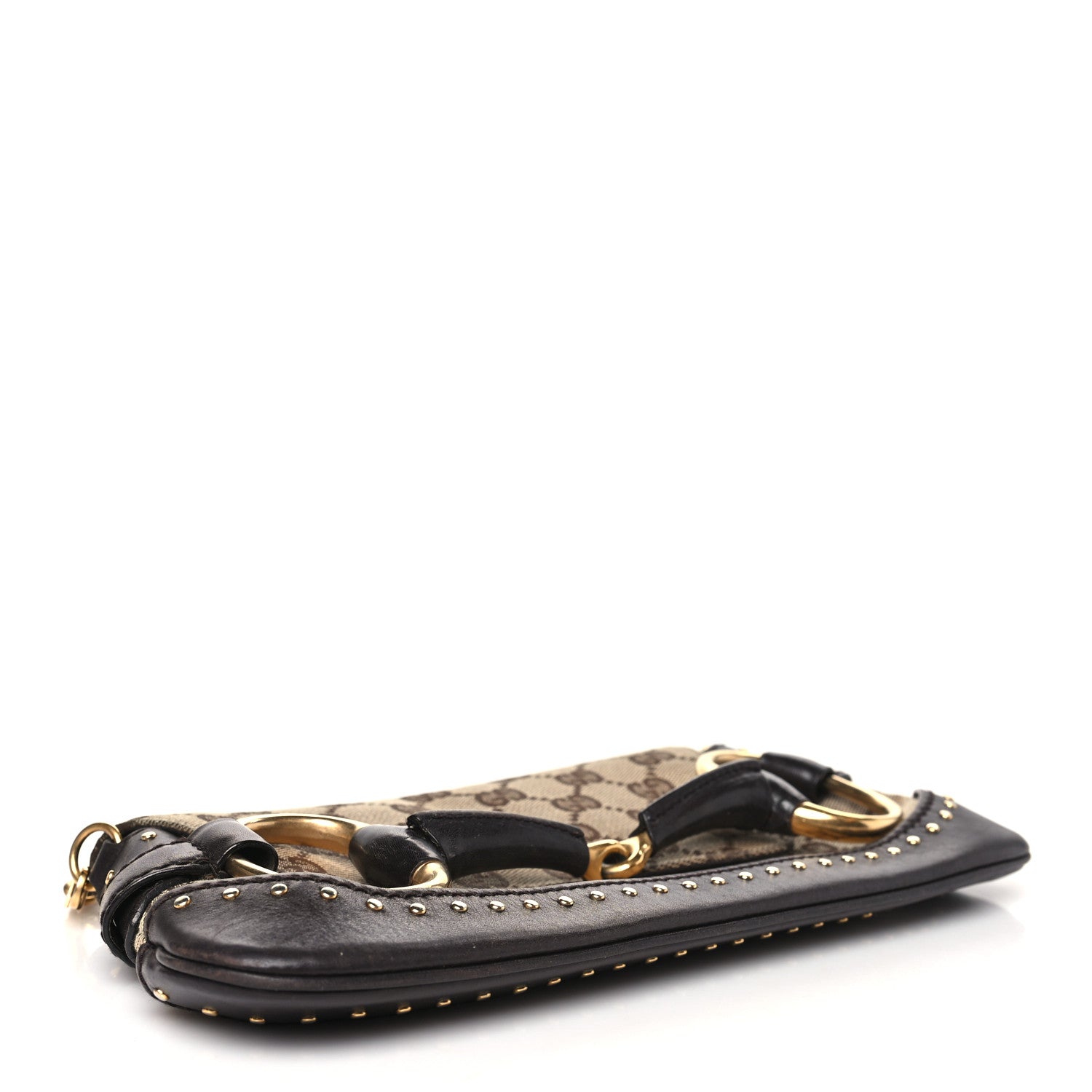 Gucci Monogram Studded Small Horsebit Clutch Dark Brown 3 of 12