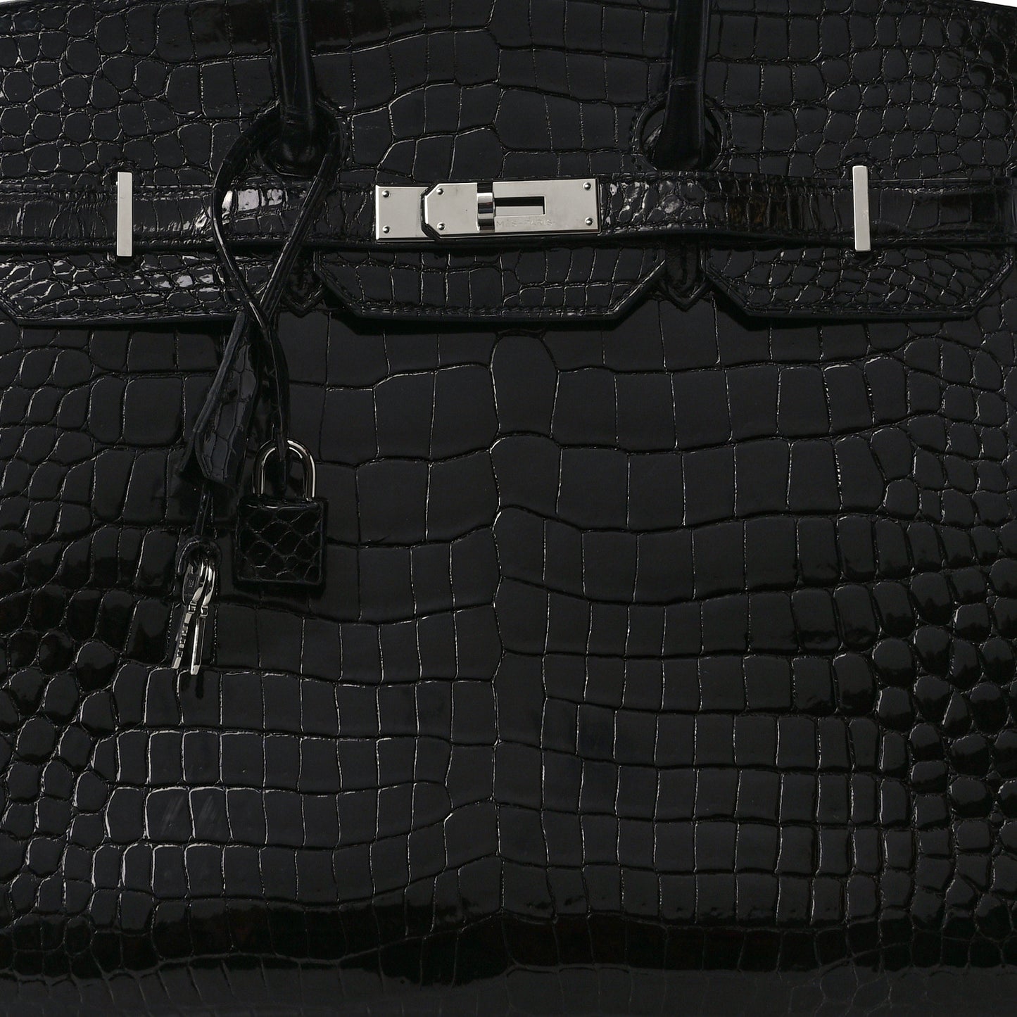 Shiny Porosus Crocodile Birkin Sellier 35 Black