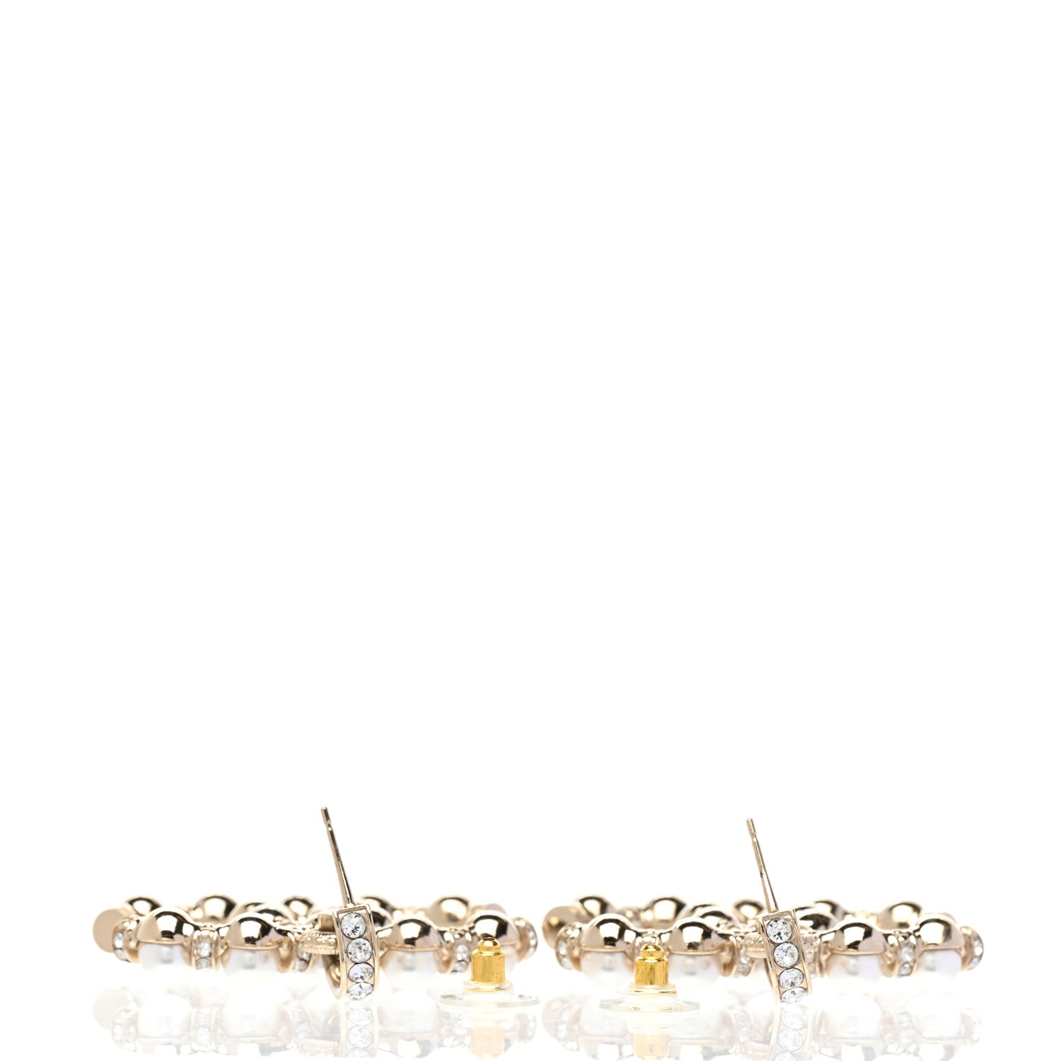 Chanel Pearl Crystal Nefertiti CC Drop Earrings Gold 3 of 5