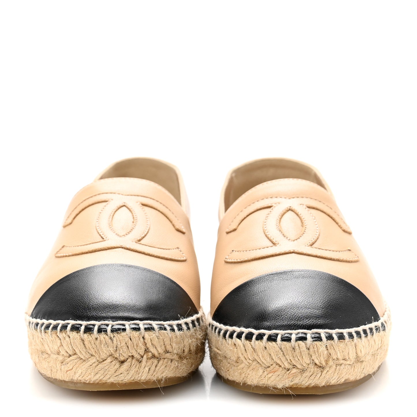 Lambskin CC Espadrilles 38 Beige Black