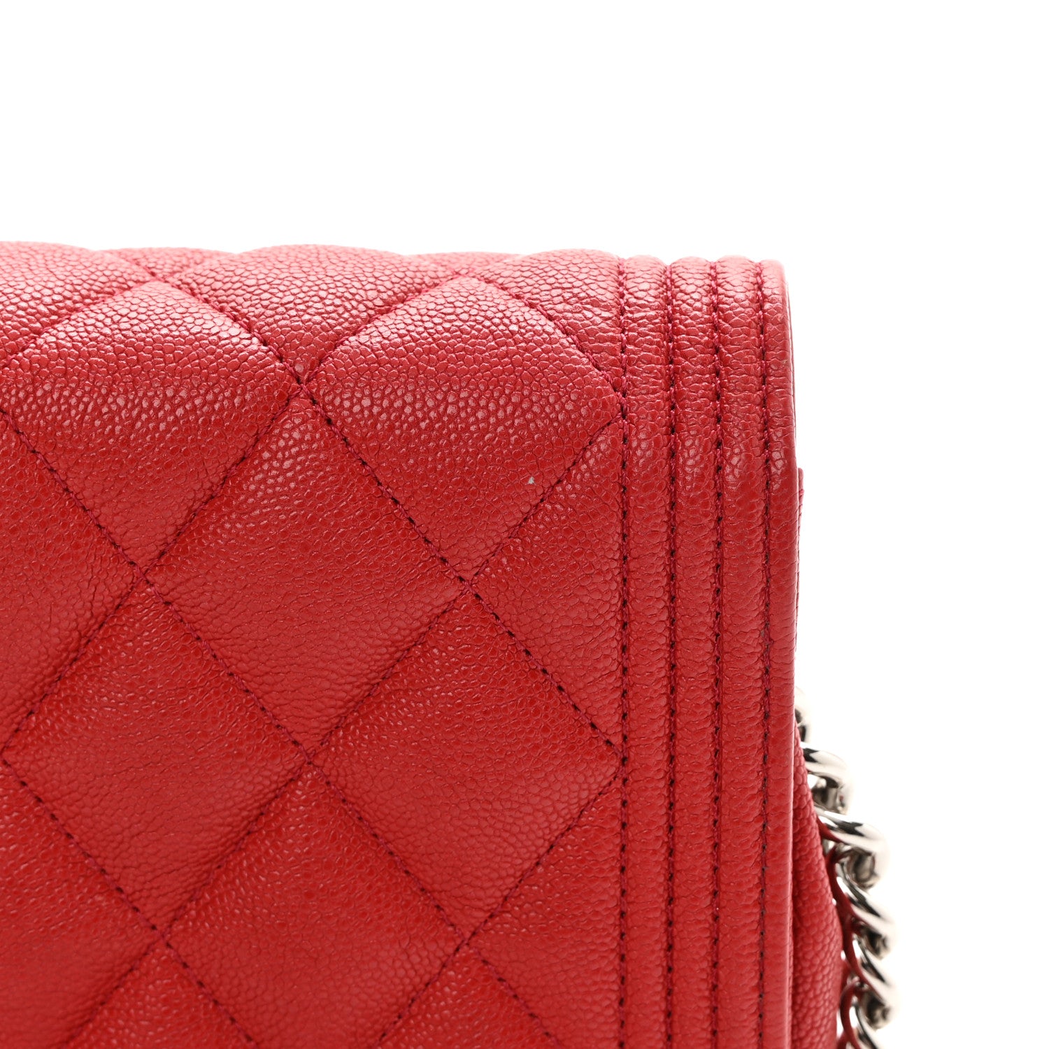 Chanel Caviar Quilted Boy Wallet On Chain WOC Red 16 of 17