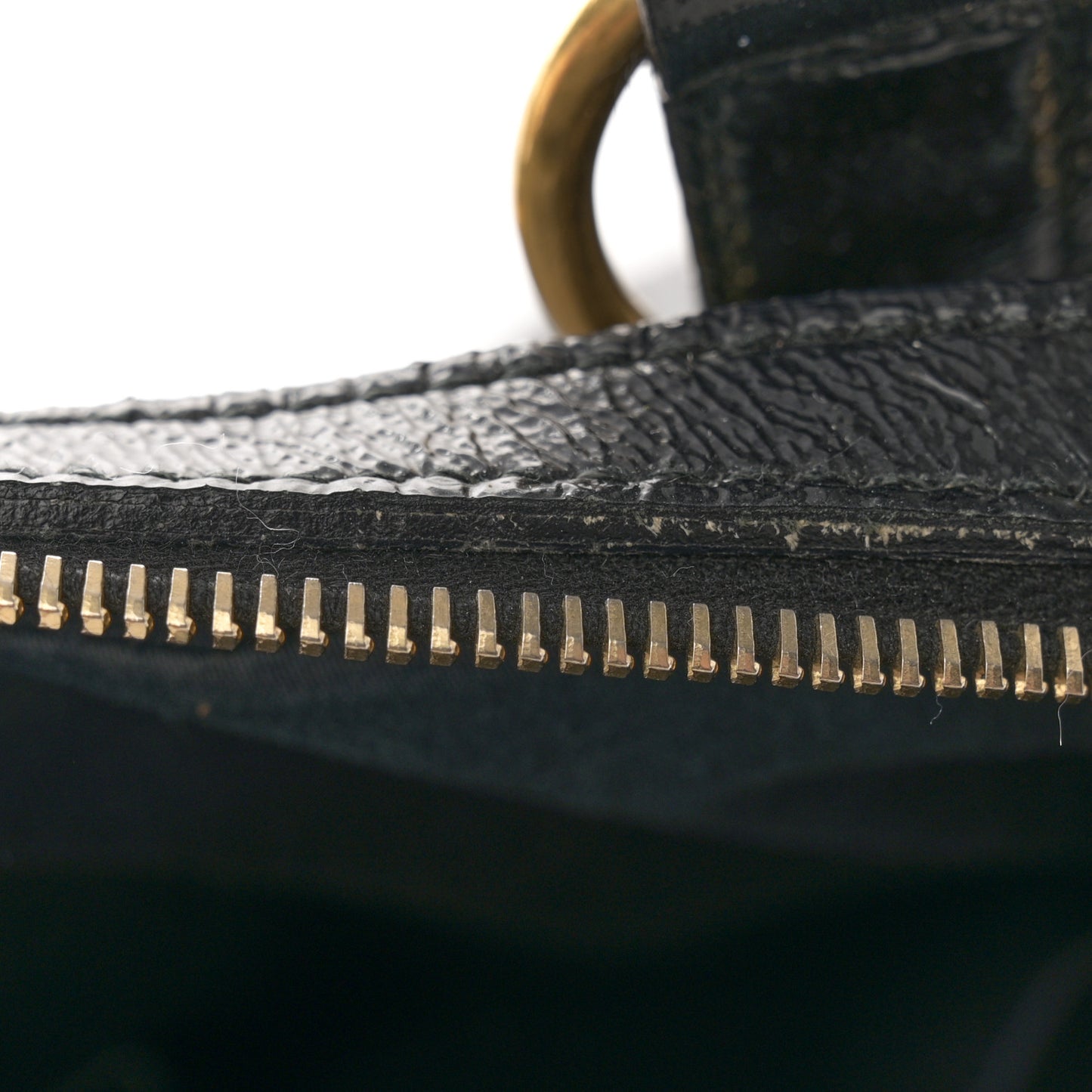 Textured Patent Calfskin Large Muse Black