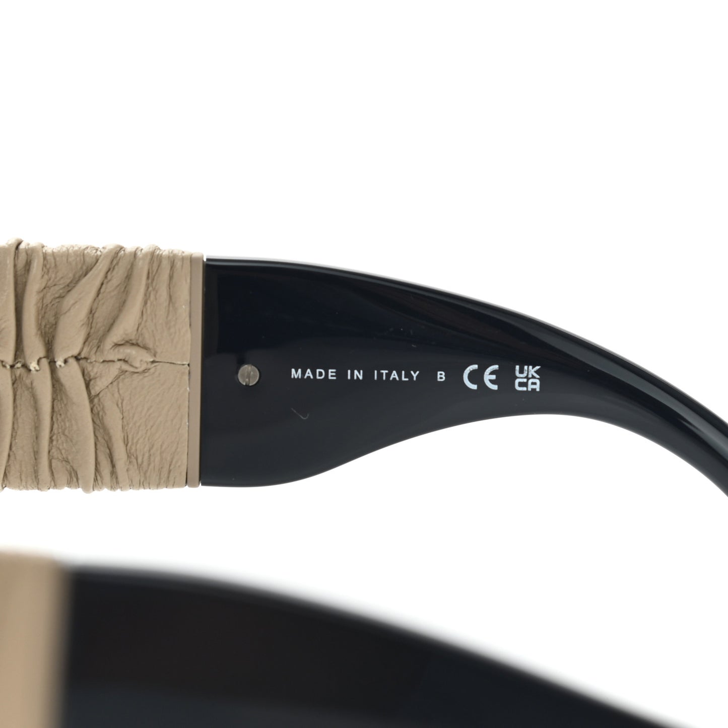 Acetate Calfskin Square Sunglasses 5473-Q-A Black Beige