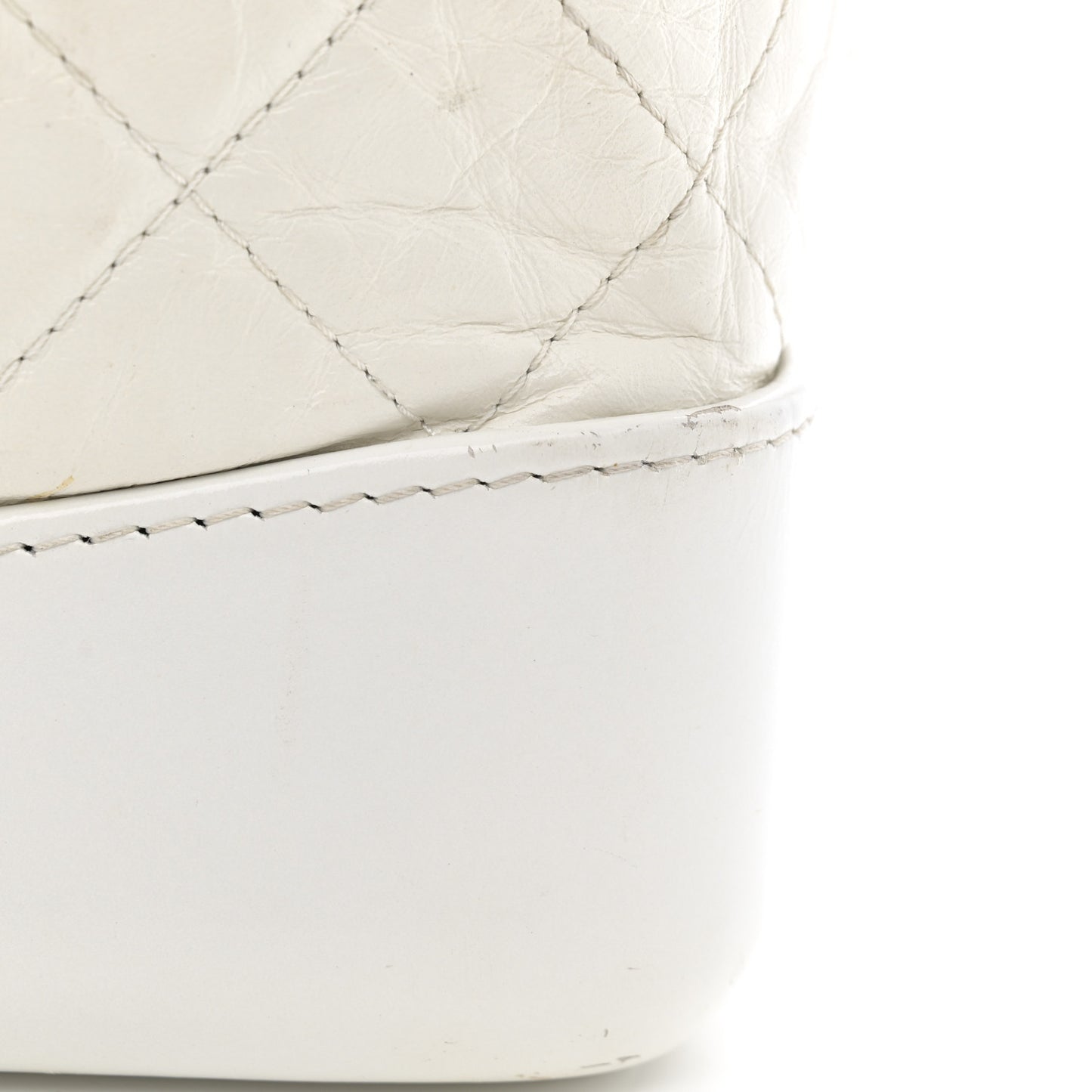 Aged Calfskin Quilted Small Gabrielle Backpack White
