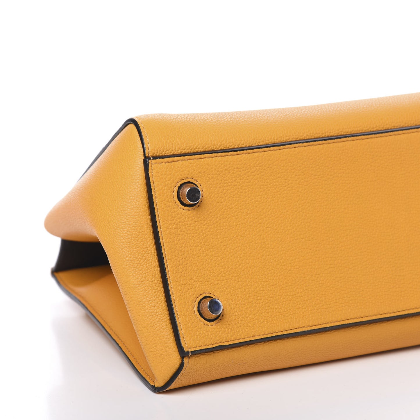 Drummed Calfskin Medium Edge Shoulder Bag Ocre