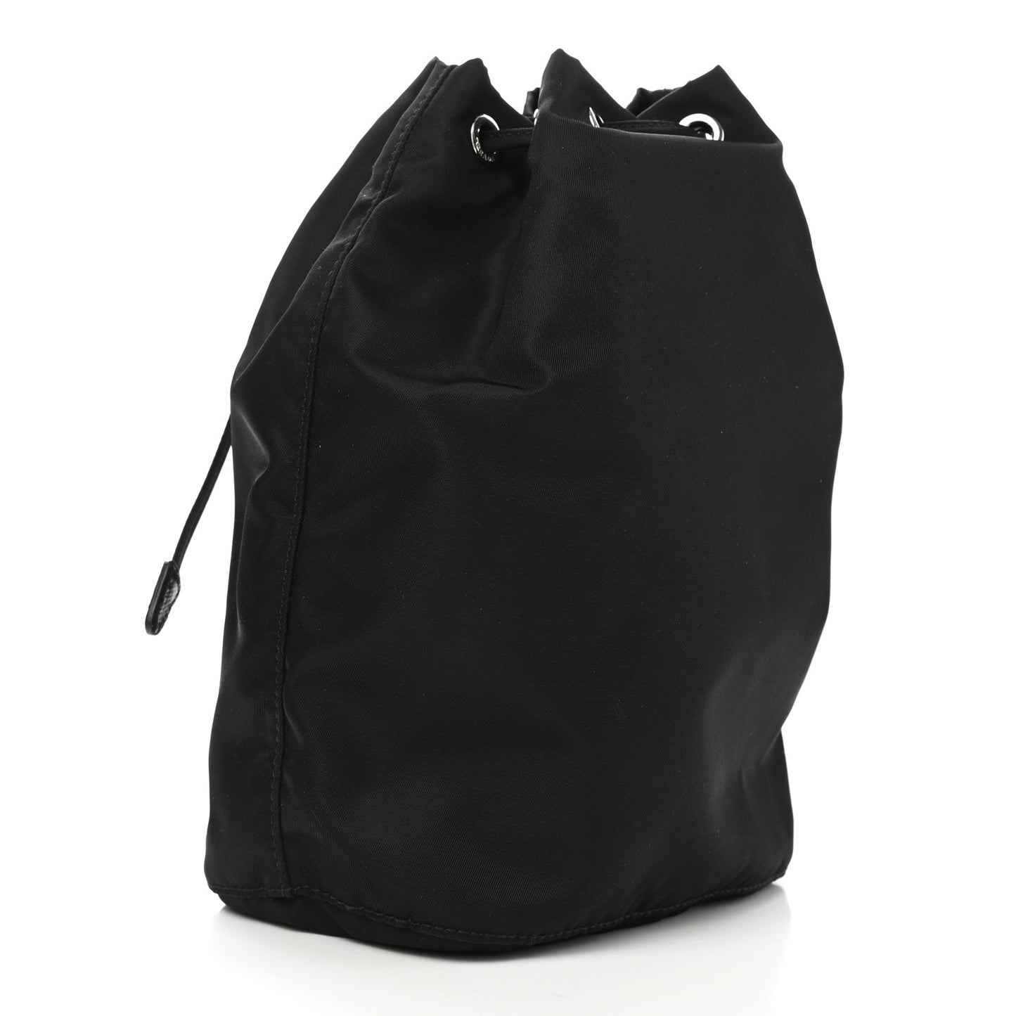 Saffiano Tessuto Nylon Vela Bucket Wristlet Black