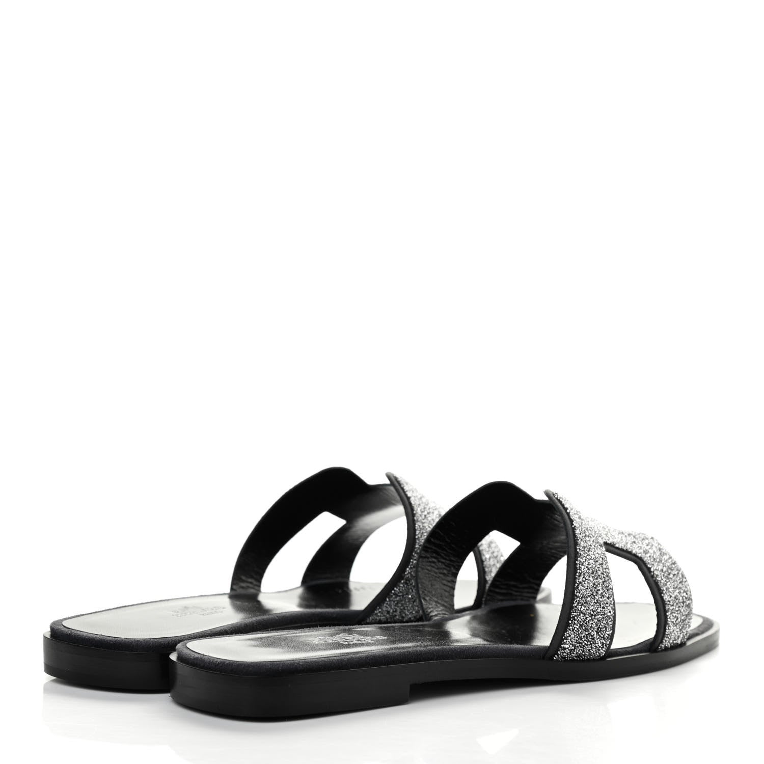 Hermes Suede Goatskin Crystal Powder Oran Sandals 36.5 Black 4 of 8