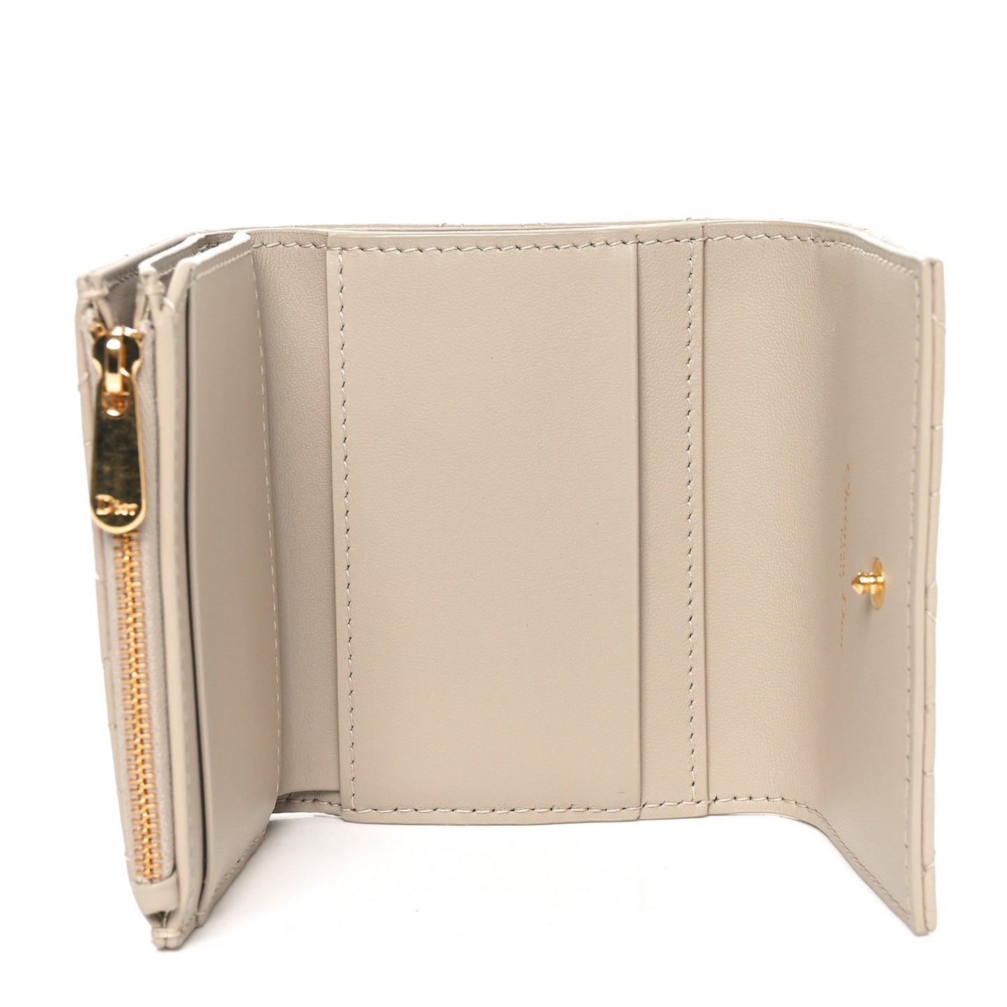 Supple Calfskin Cannage Caro Hibiscus Wallet Powder Beige