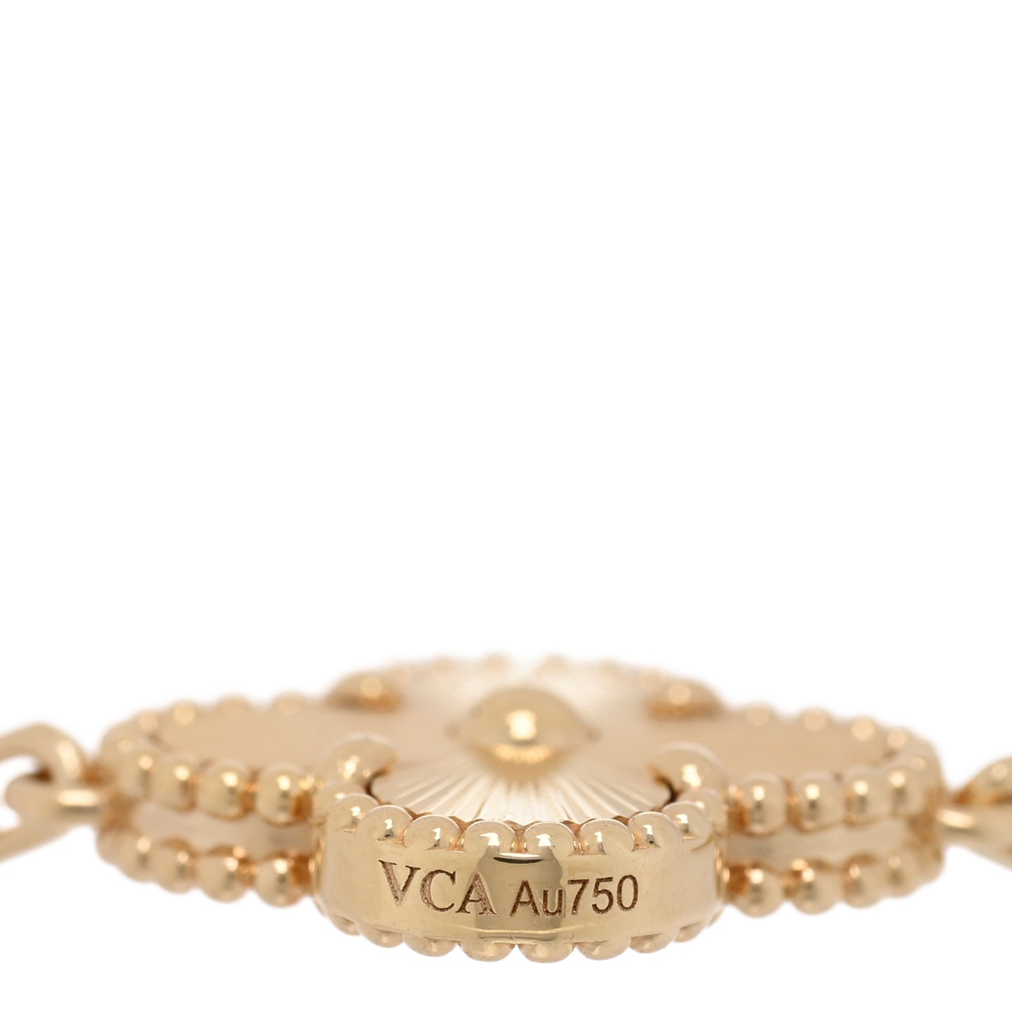 18K Yellow Gold Diamond 5 Motifs Guilloche Vintage Alhambra Bracelet