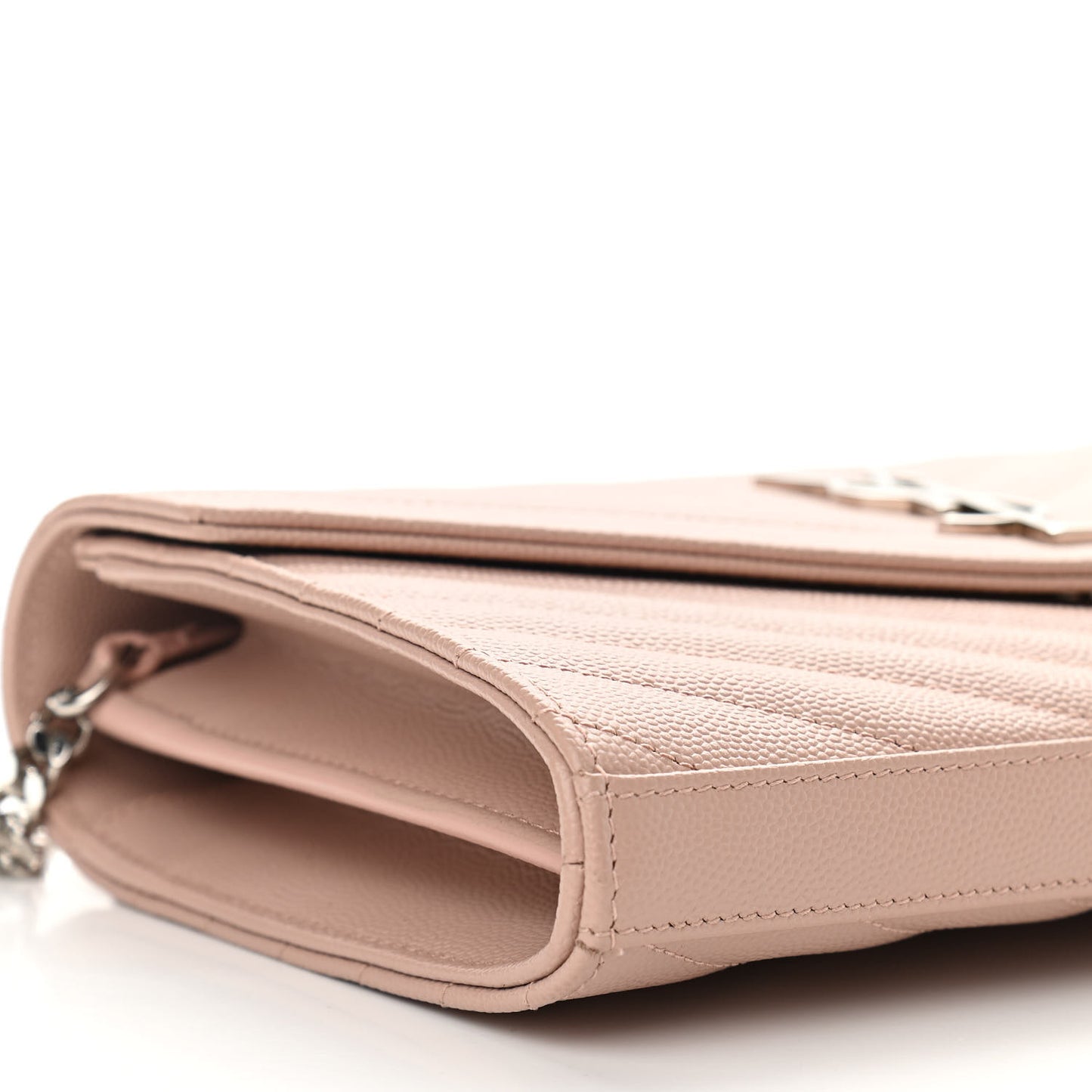 Grain De Poudre Matelasse Chevron Monogram Chain Wallet Pale Pink