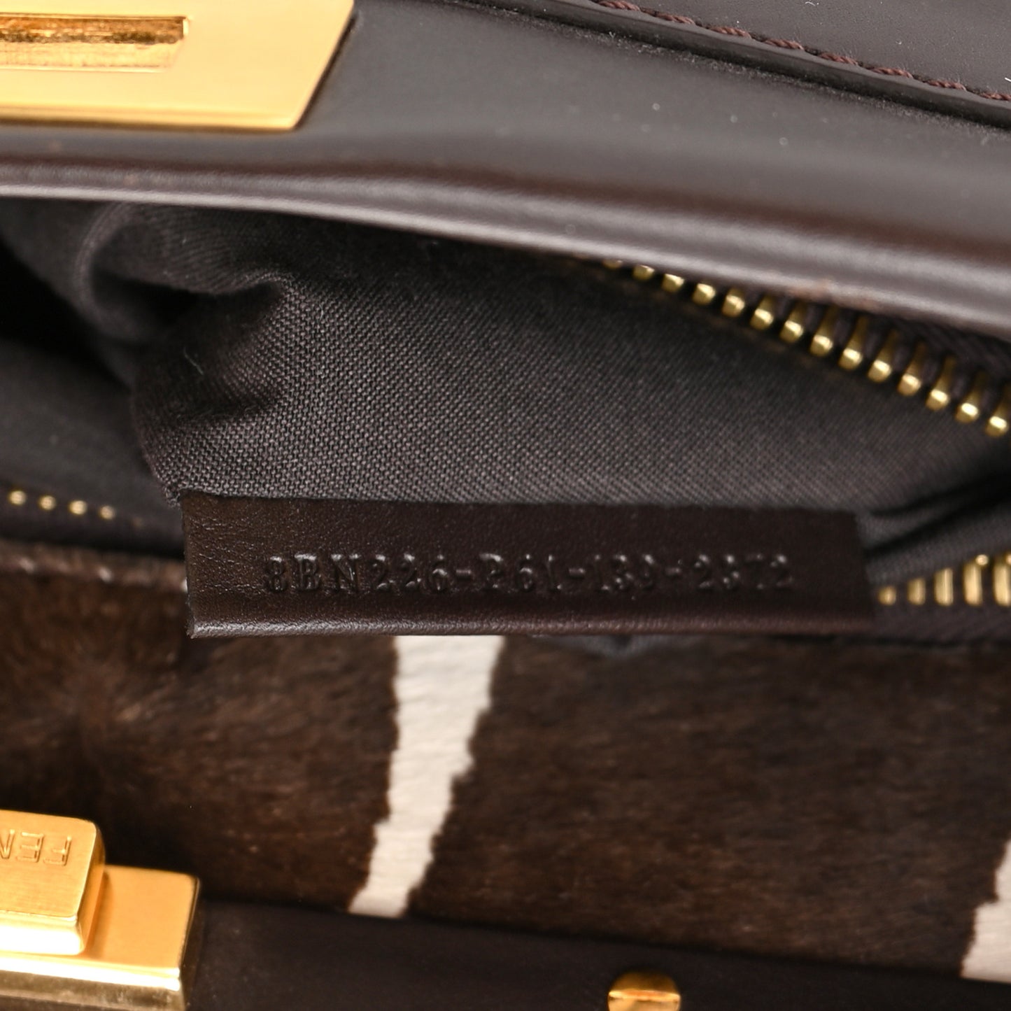 Vitello Calf Hair Zebra Print Medium Peekaboo Iconic Satchel Black