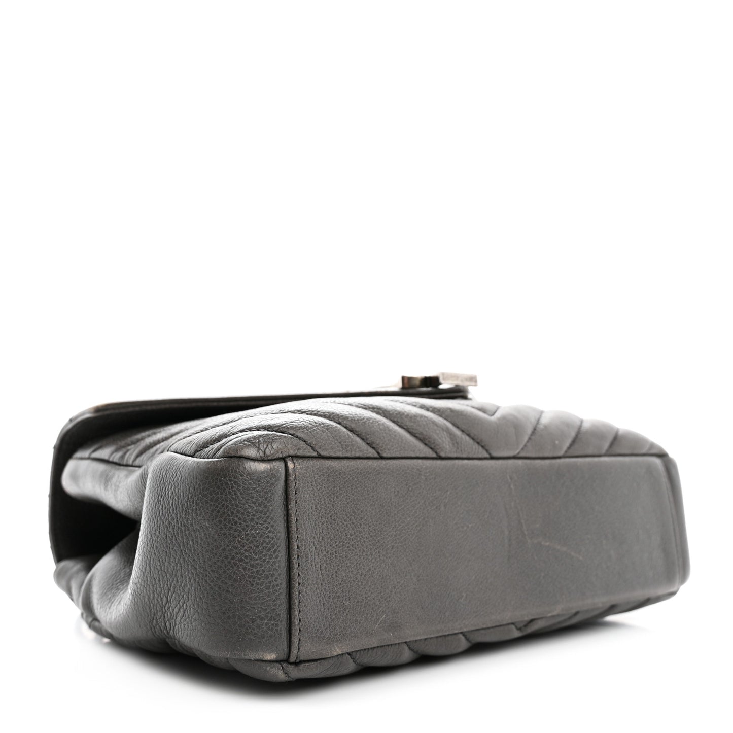 Sheepskin Matelasse Chevron Monogram Medium College Bag Grey