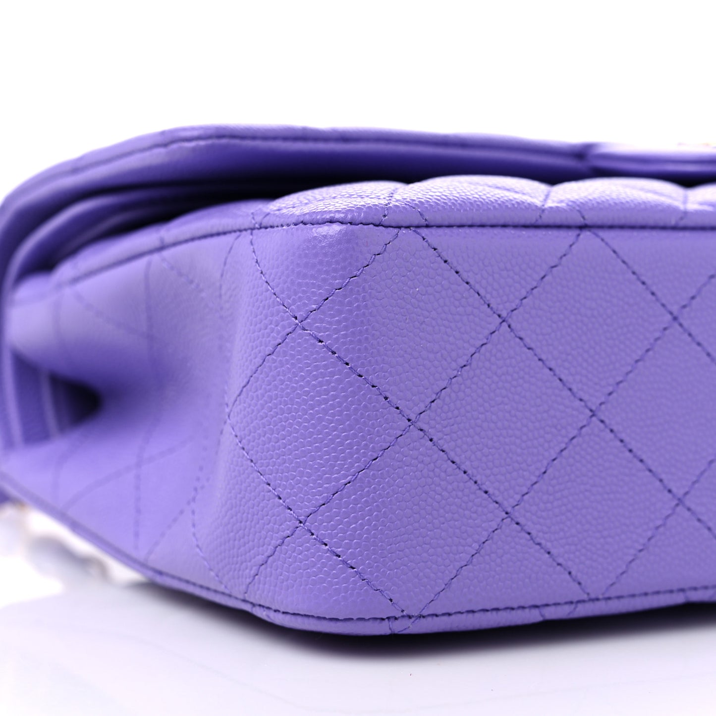 Caviar Quilted Medium Double Flap Purple