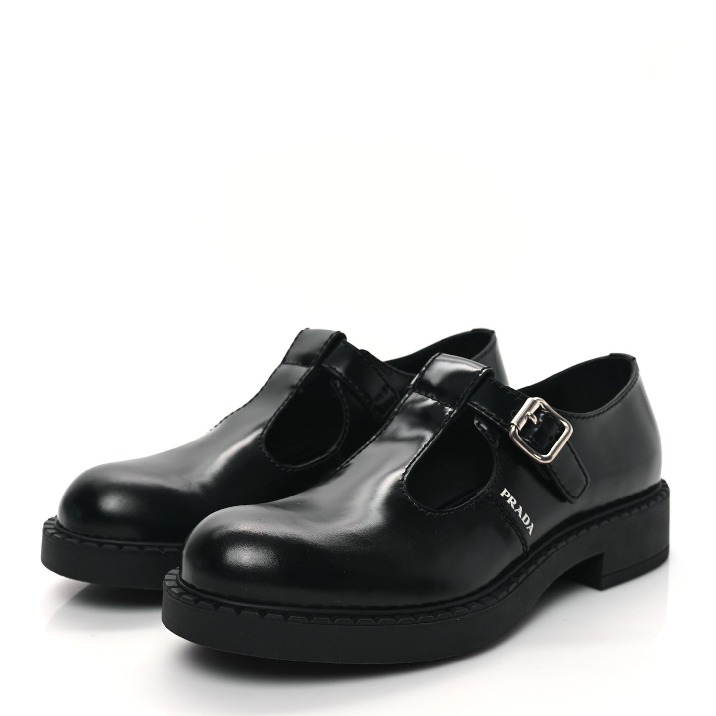 Spazzolato Mens Mary Jane T Strap 40mm Loafers 10.5 Black