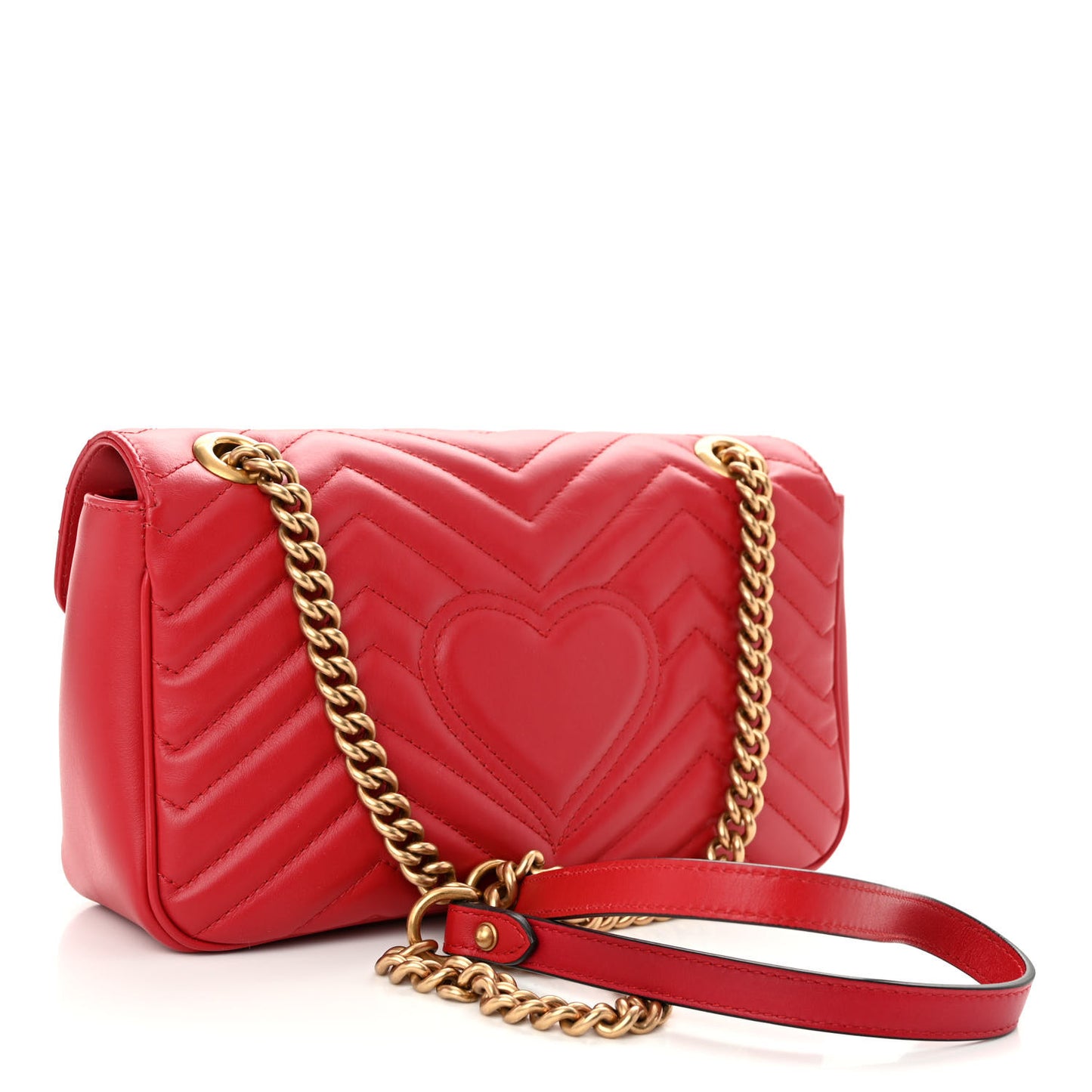 Calfskin Matelasse Small GG Marmont Shoulder Bag Hibiscus Red
