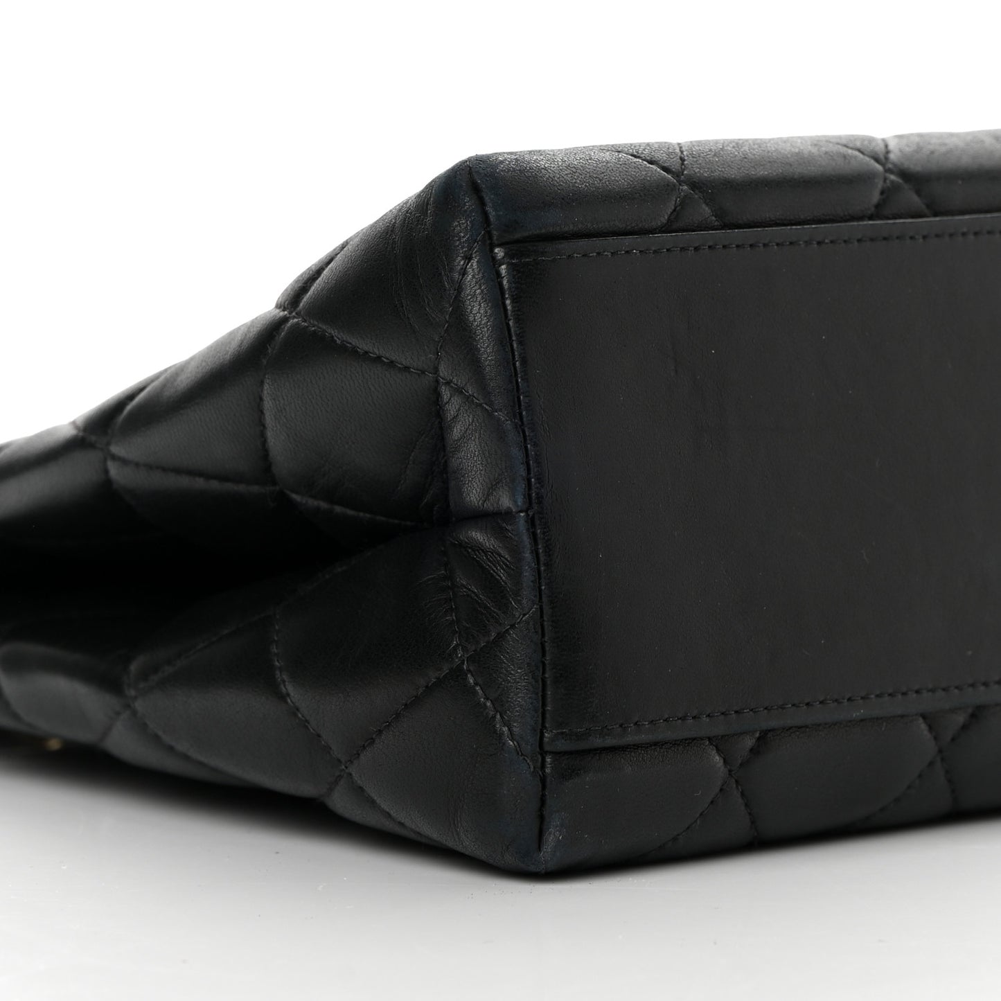 Lambskin Quilted Shopping Tote Black