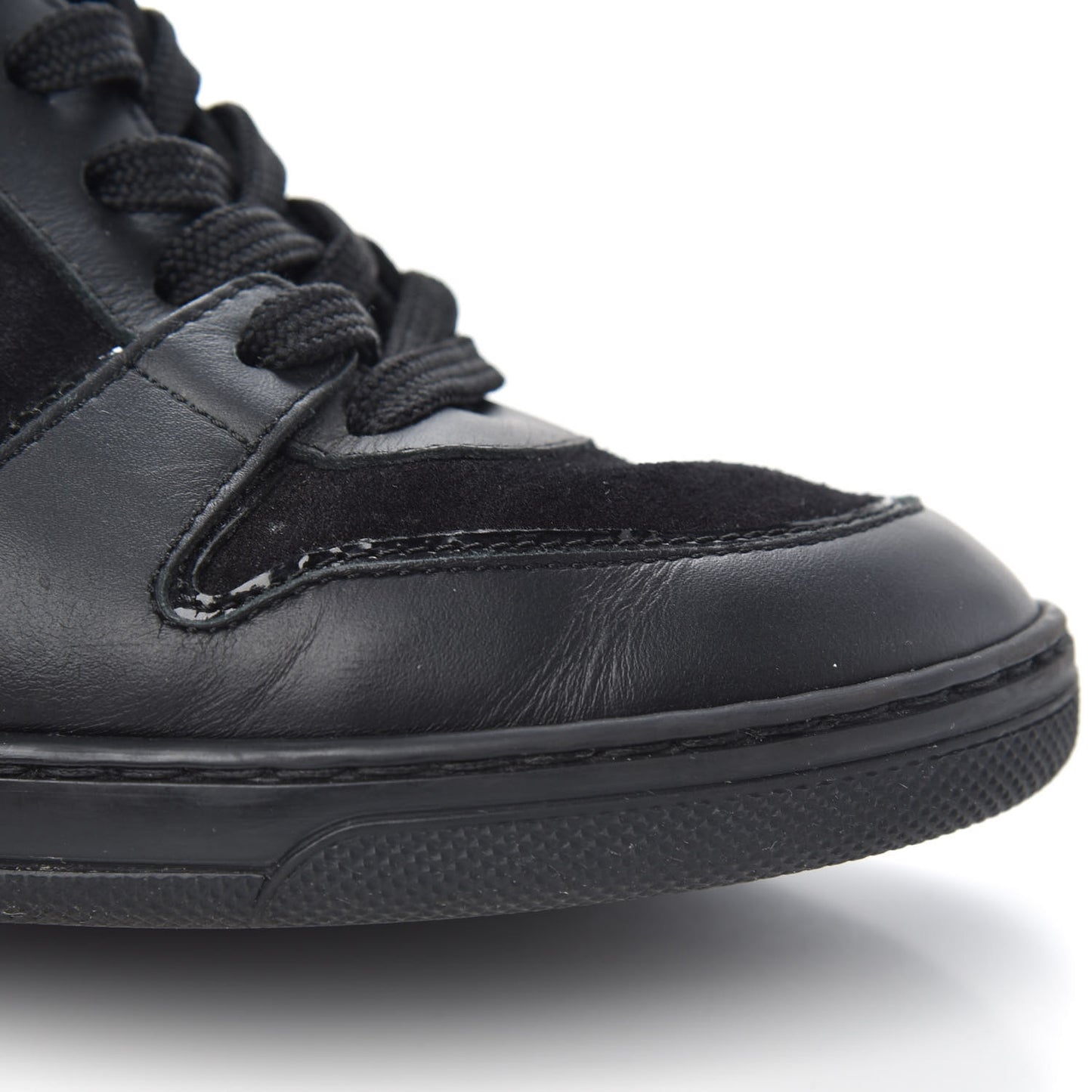 Epi Suede Postmark Wedge Sneakers 36 Black