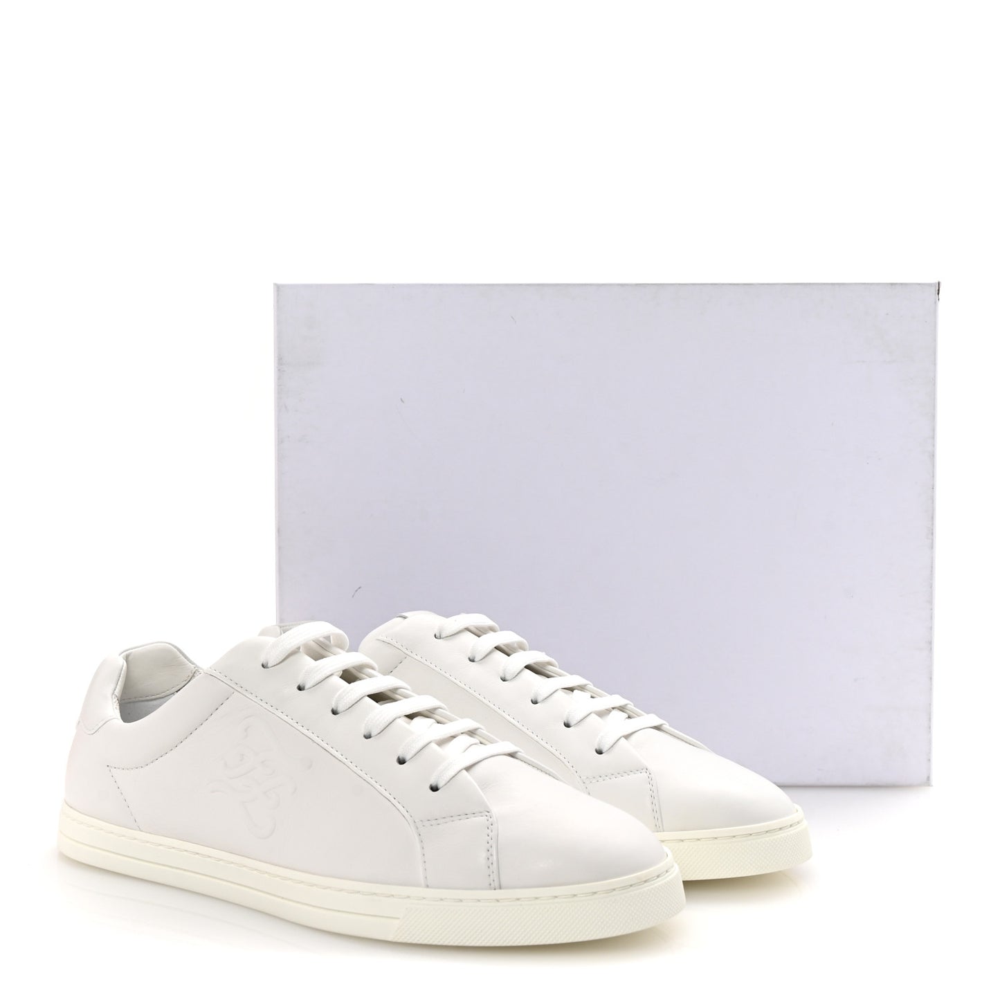 Vitello Karligraphy Embossed Low Top Sneakers 9 White