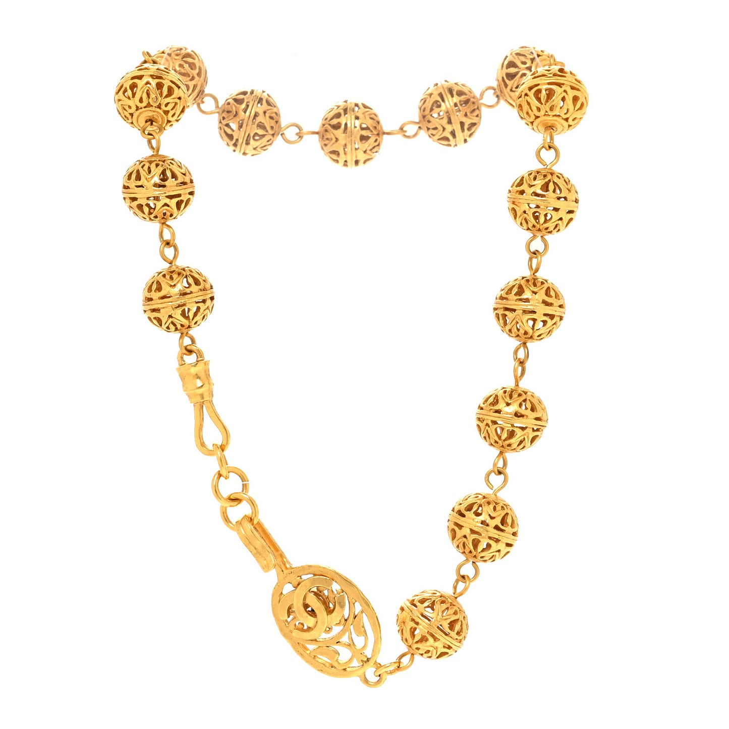 Metal CC Ball Chain Necklace Gold
