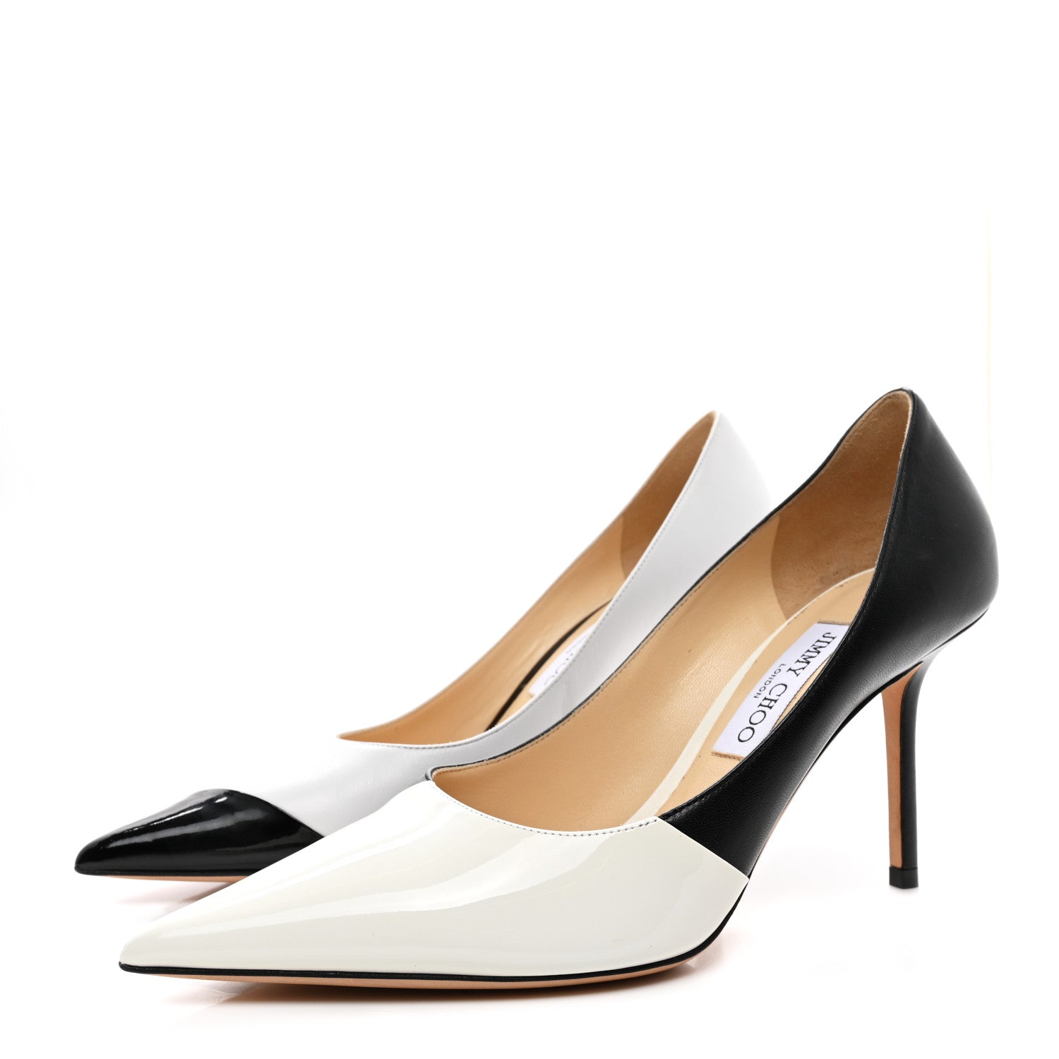 Jimmy Choo Nappa Patent Asymmetric Love 85 Pumps 40 Black White 3 of 8