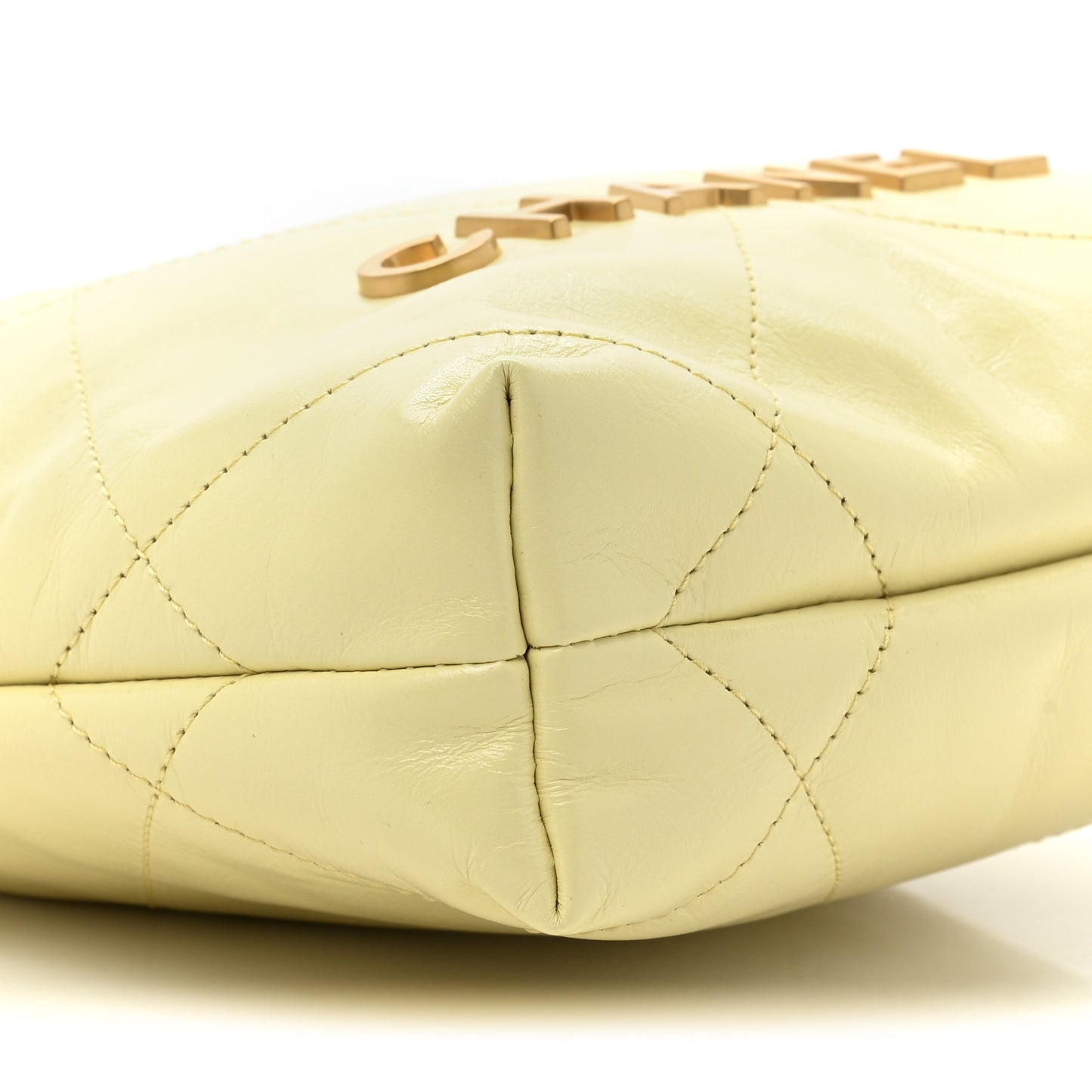 Shiny Calfskin Quilted Mini Chanel 22 Light Yellow