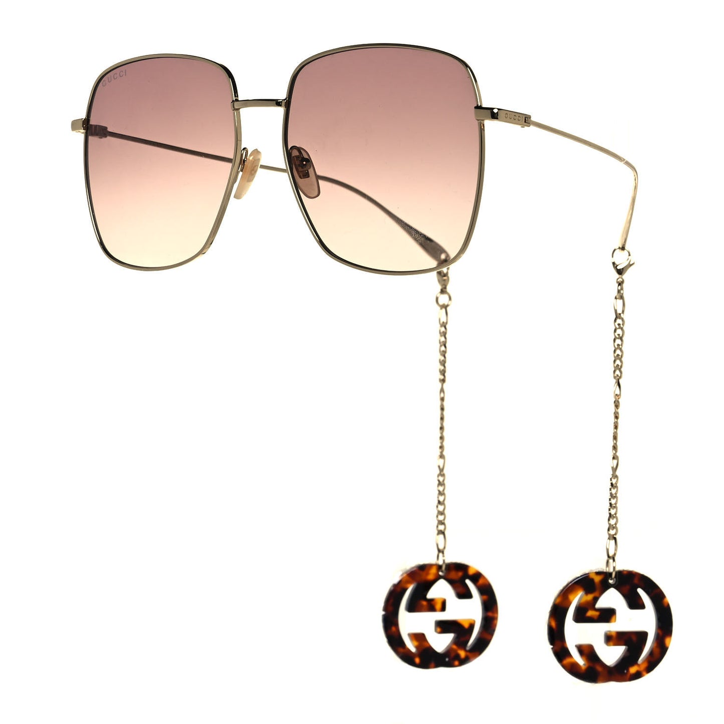 Metal Fork Square Frame Sunglasses GG1031S Gold