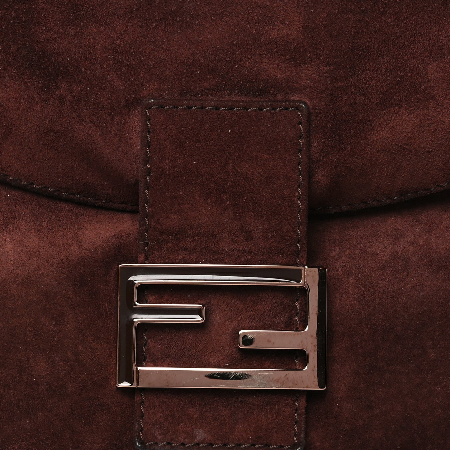 Suede Baguette Shoulder Bag Brown