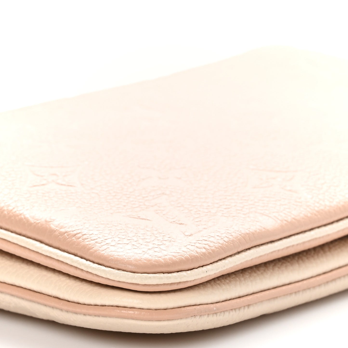 Empreinte Double Zip Pochette Beige Rose Creme