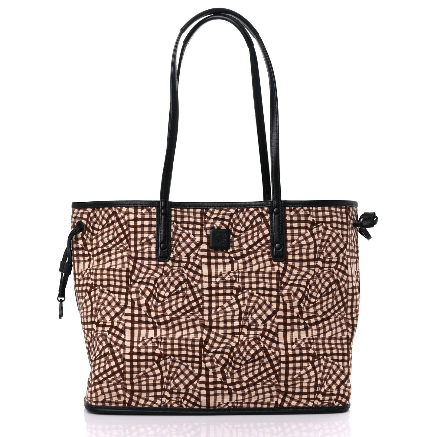 Visetos Calfskin Motif Rombi Lion Printed Reversible Shopper Tote Cognac