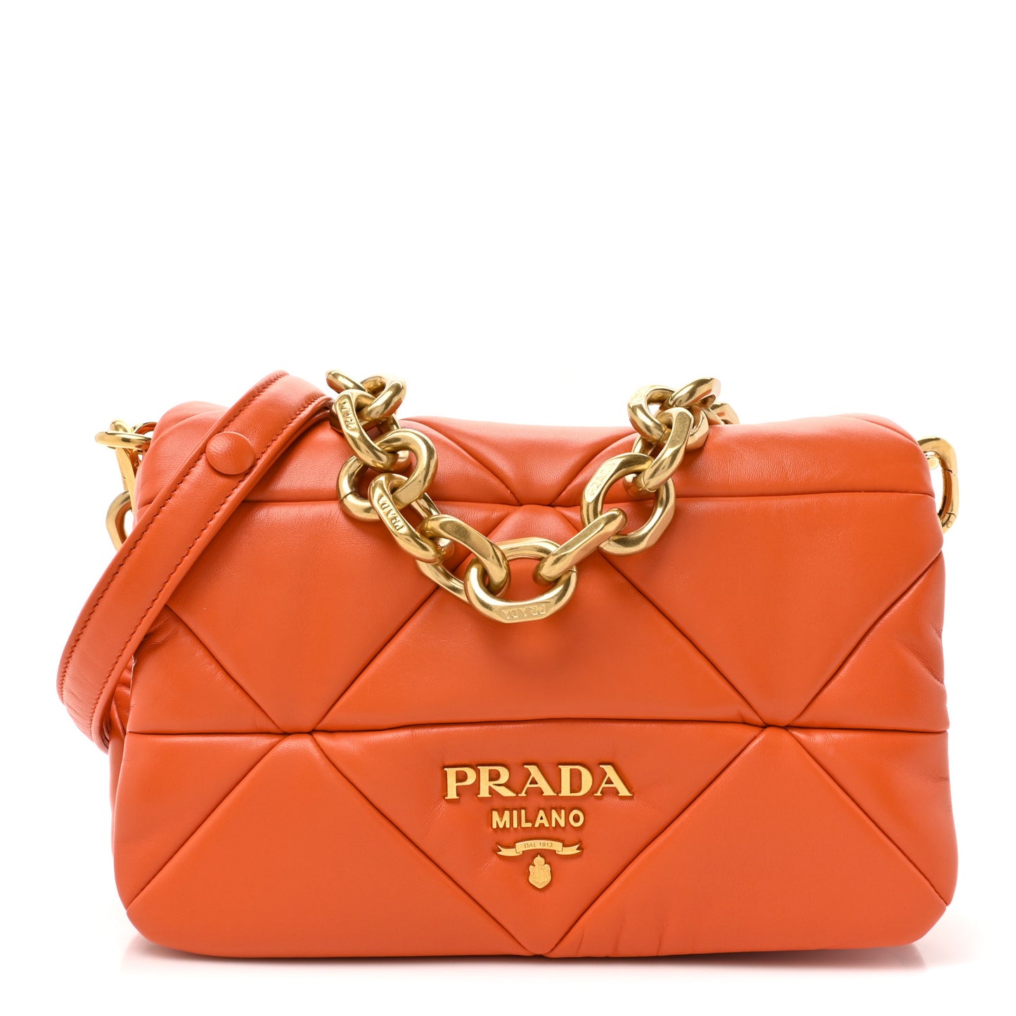 Nappa Triangle Quilted Medium Patchwork System Flap Bag Arancio