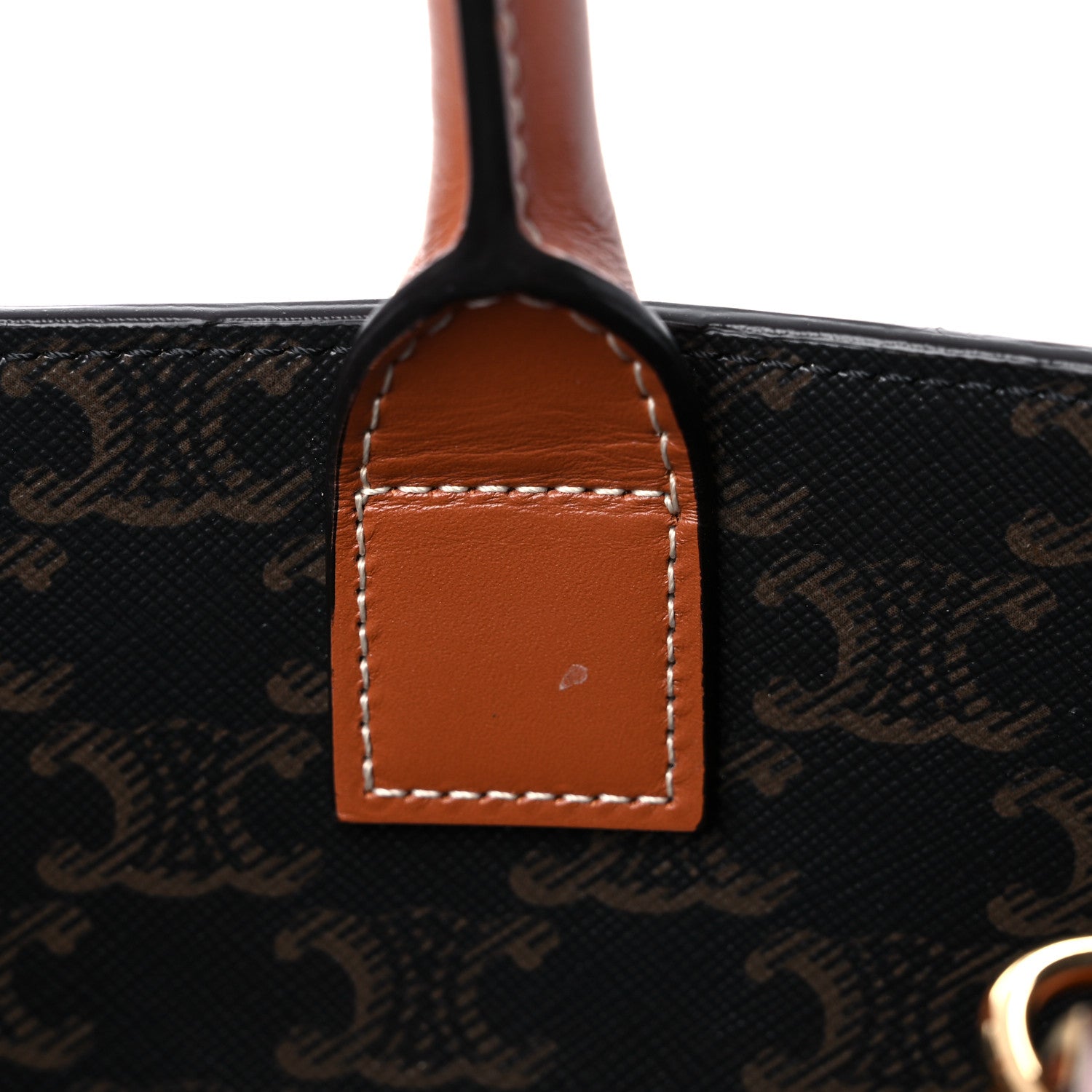 Celine Triomphe Canvas Calfskin Paris Print Small Vertical Cabas Tan 9 of 13