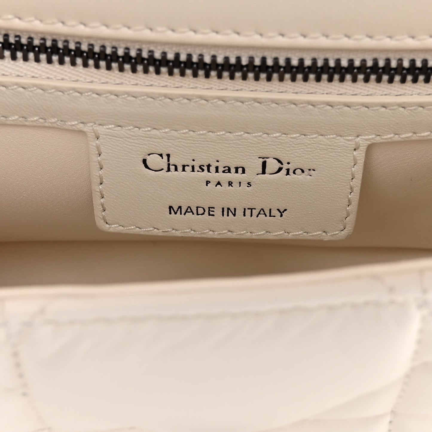 Lambskin Macrocannage Small Dior Caro Bag Ivory