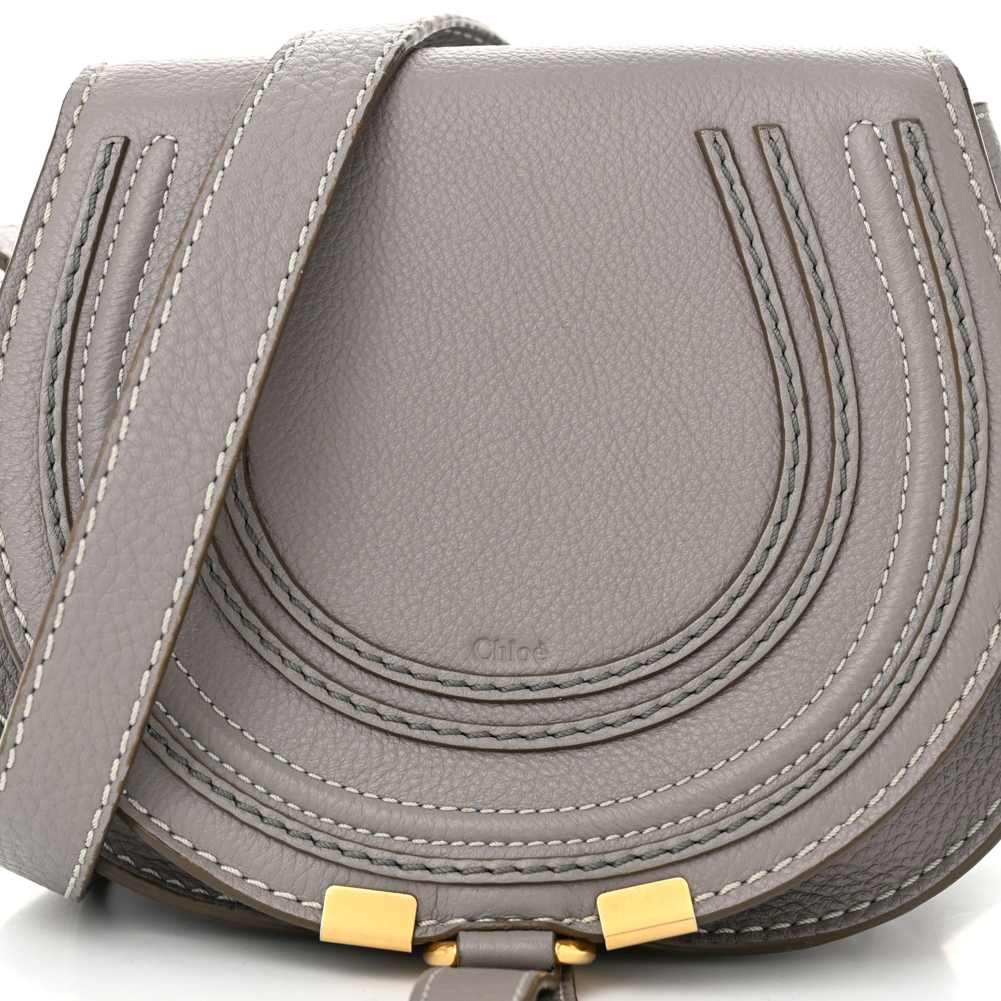 Calfskin Mini Marcie Round Crossbody Bag Cashmere Grey