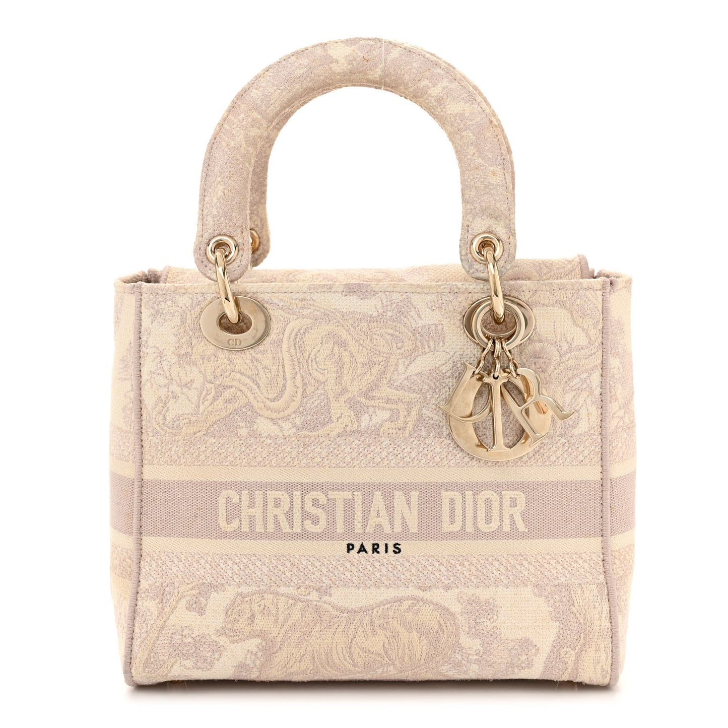 Canvas Toile De Jouy Reverse Embroidered Medium Lady D-Lite Rose