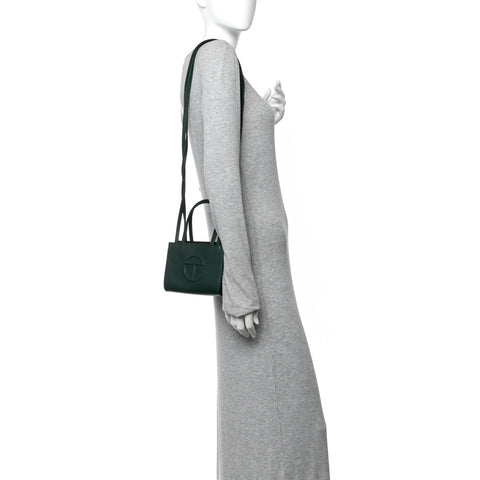 Vegan Leather Small Shopping Bag Dark Olive