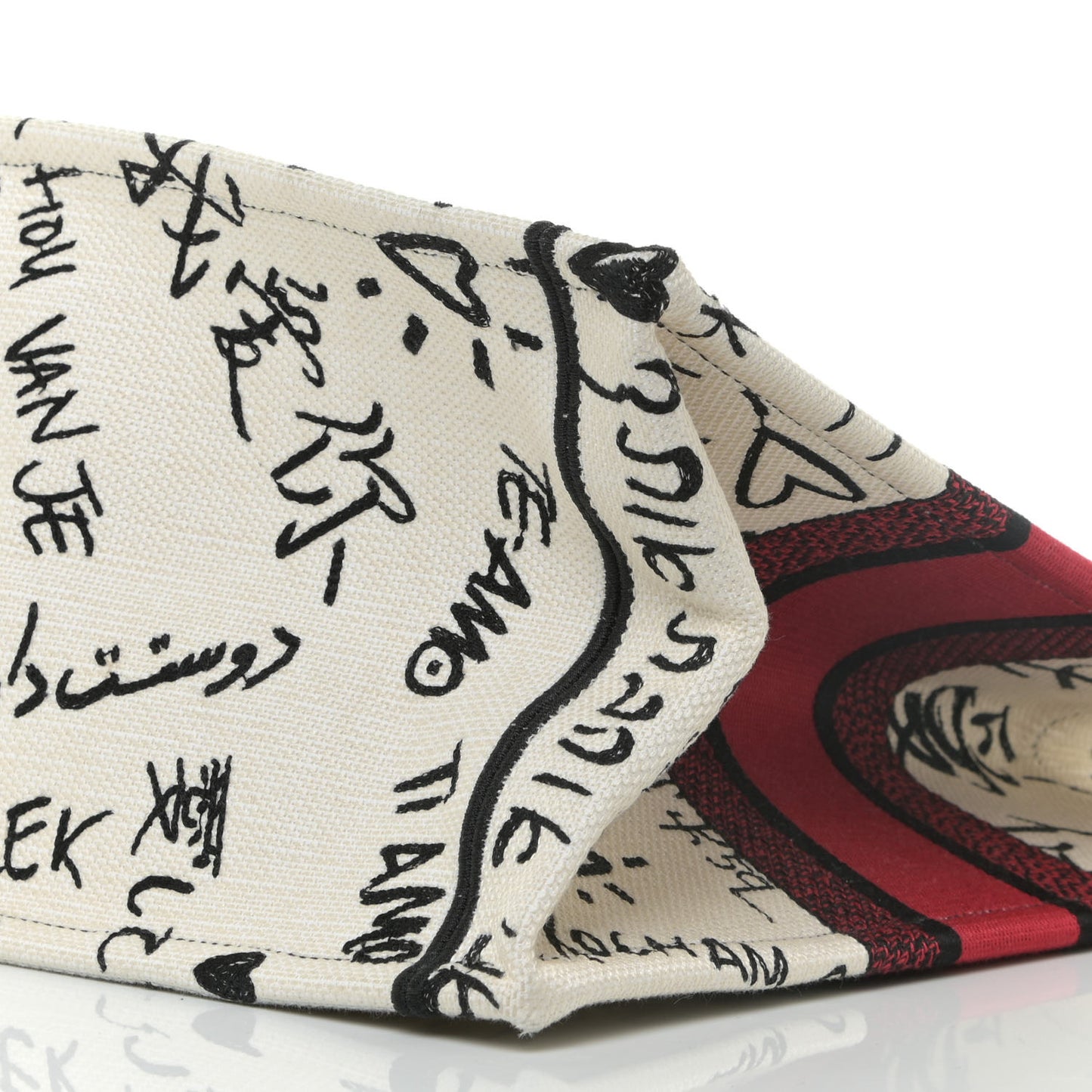 Canvas Embroidered Medium Dioramour Graffiti Book Tote Latte Multicolor