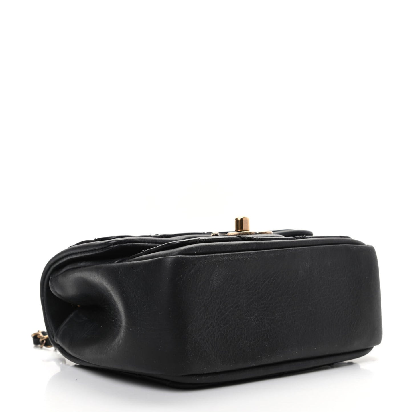 Calfskin Quilted Sheriff's Star Mini Square Flap Black