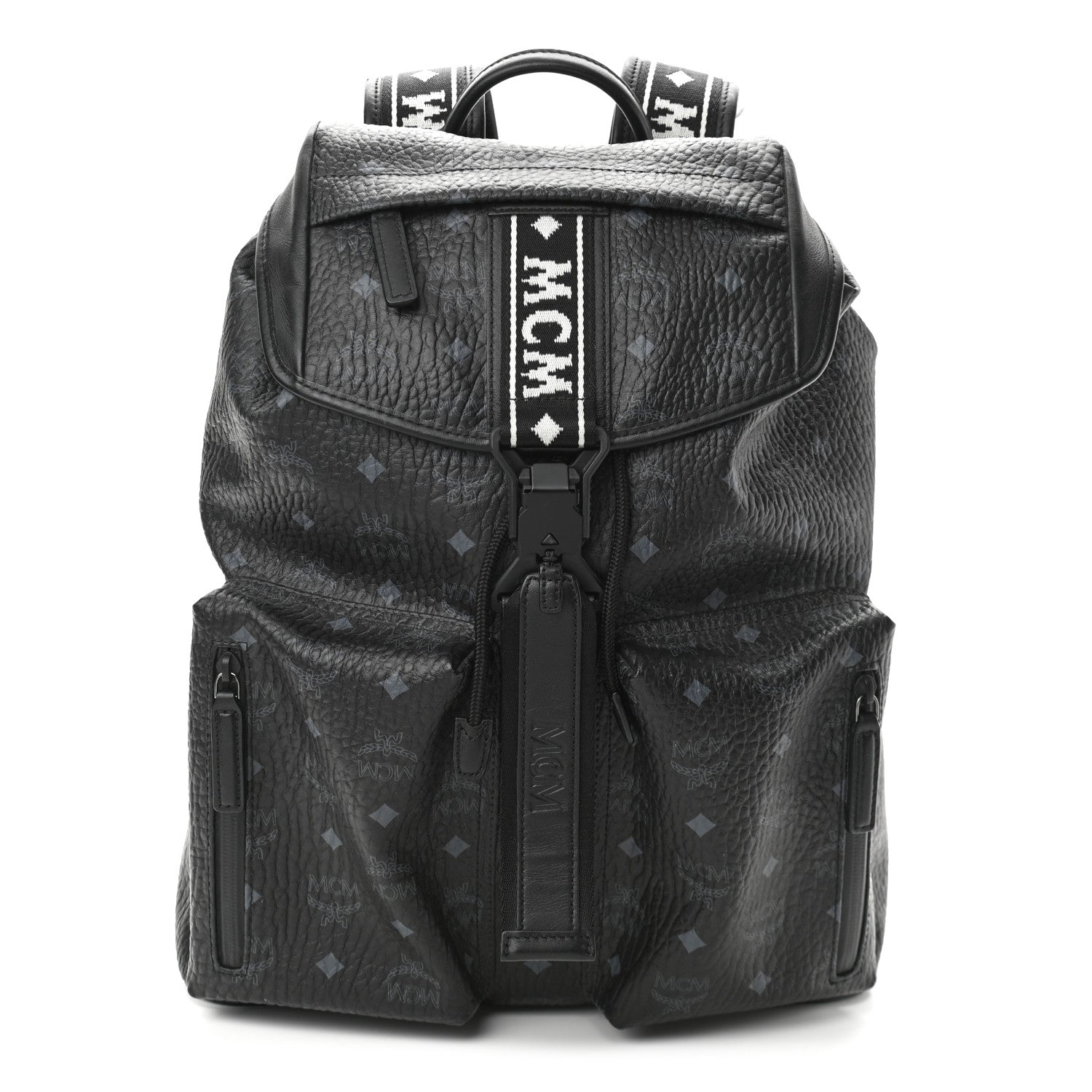 MCM Visetos Raymonde Two Pocket Backpack Black 1046965 – FASHIONPHILE