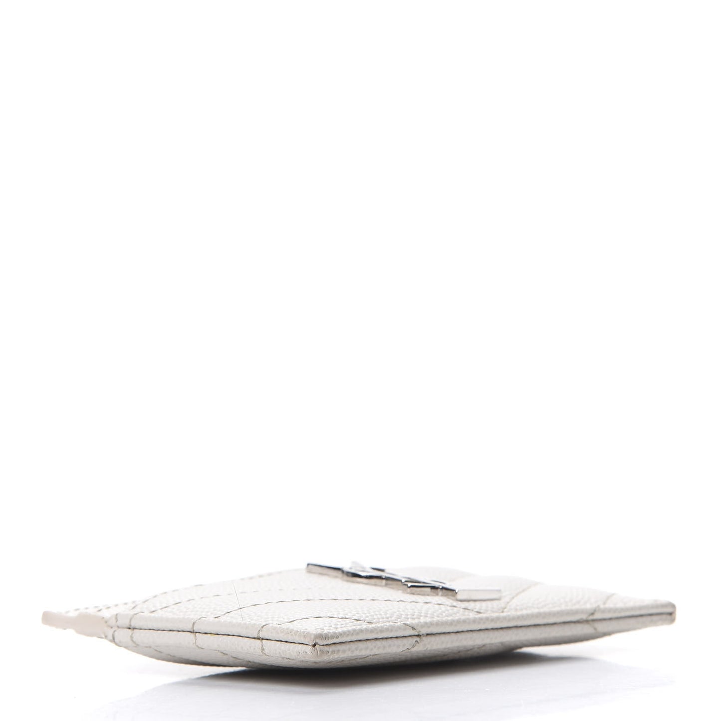 Grain De Poudre Matelasse Chevron Monogram Credit Card Case Blanc Vintage