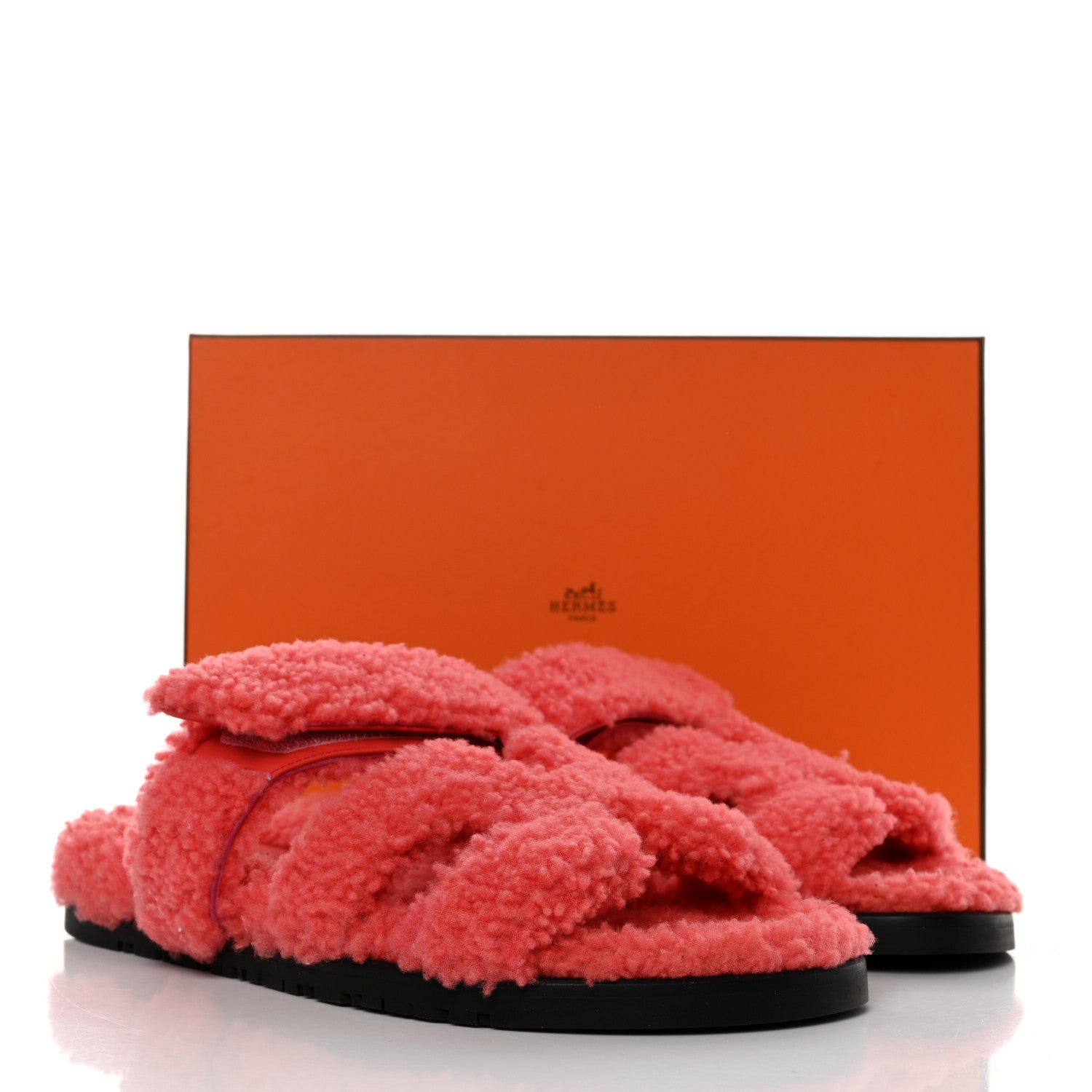 Hermes Woolskin Womens Chypre Sandals 38.5 Rose Du Desert 9 of 9