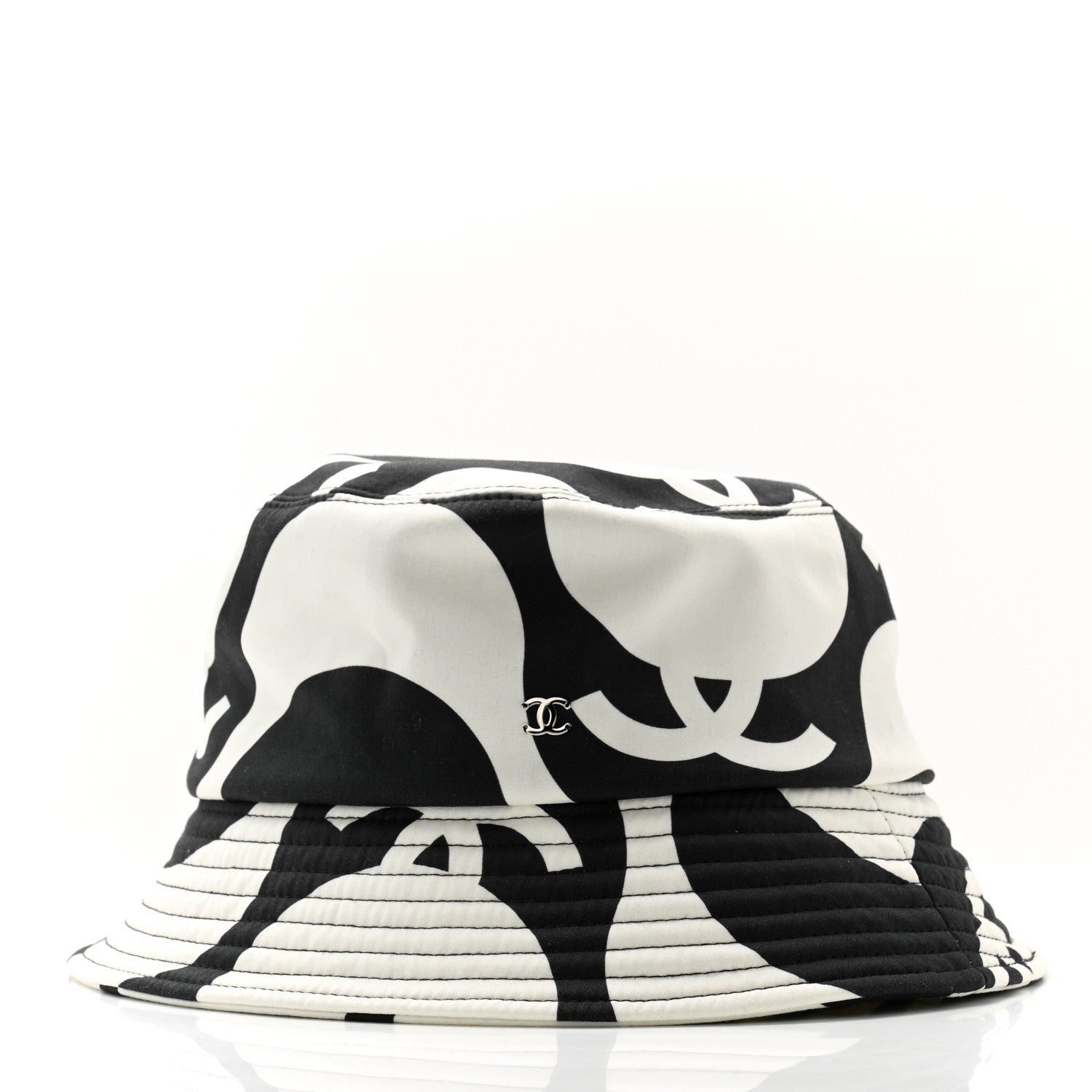 Chanel Canvas Bucket Hat M Black White 3 of 8