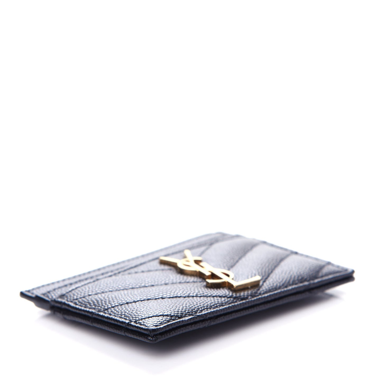 Grain De Poudre Matelasse Chevron Monogram Credit Card Case Black