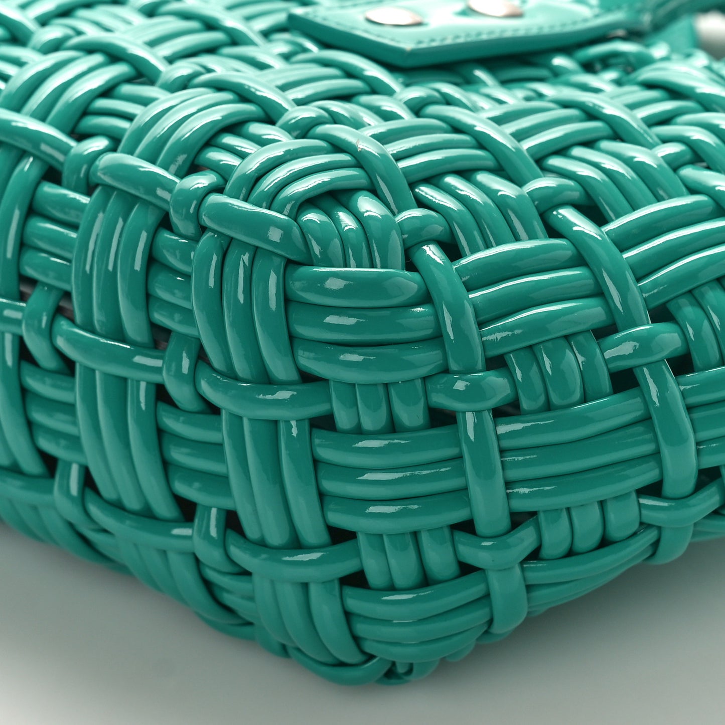 Faux Calfskin Braided Varnished XXS Bistro Basket Green
