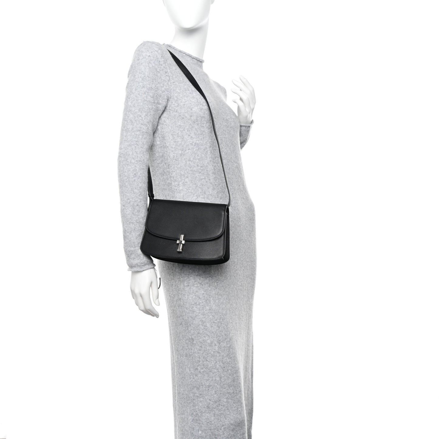 Stamped Saddle Calfskin The Sofia 8.75 Crossbody Black