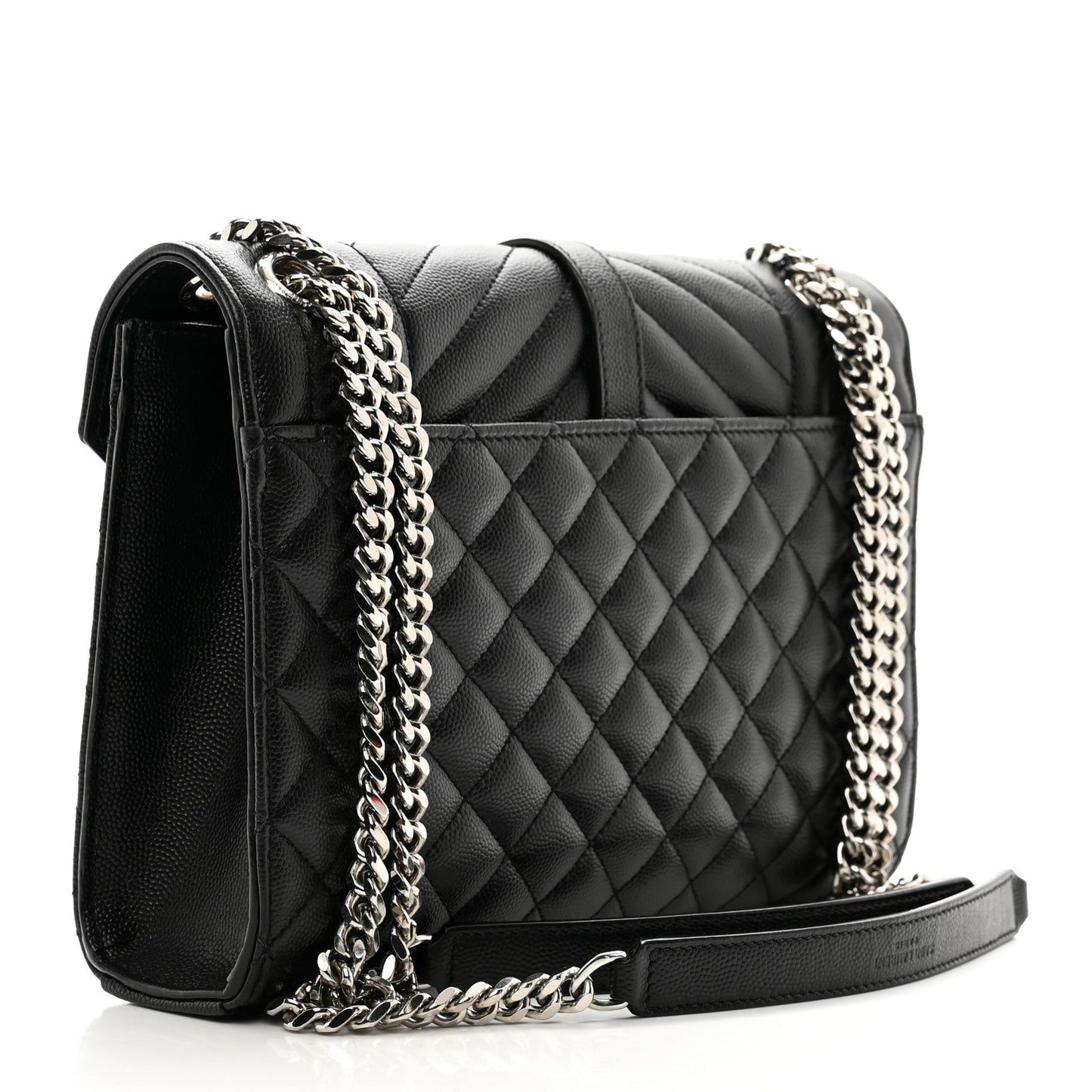 Grain De Poudre Textured Mixed Matelasse Triquilt Medium Monogram Satchel Black