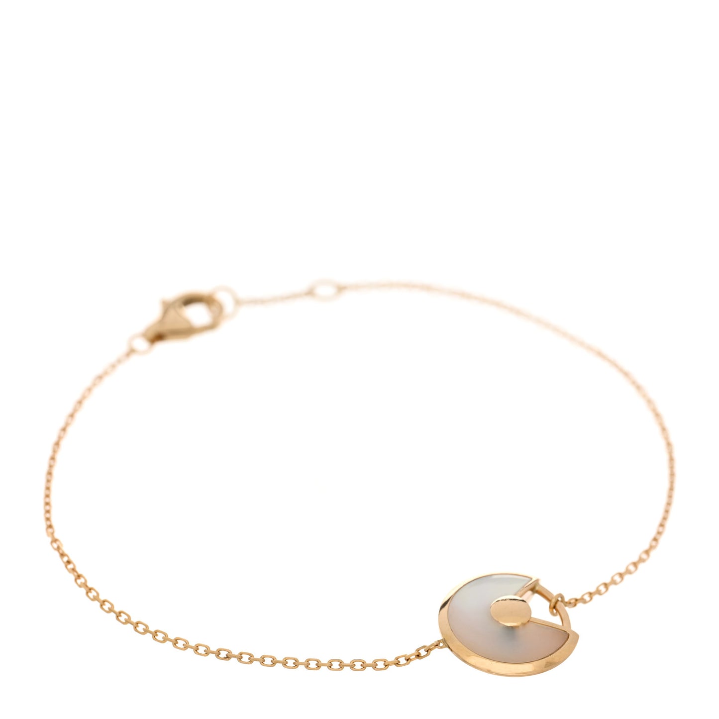 18K Yellow Gold Diamond Mother of Pearl Amulette de Cartier Bracelet