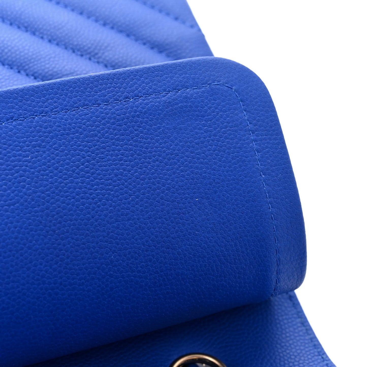 Caviar Chevron Quilted Small Double Flap Blue