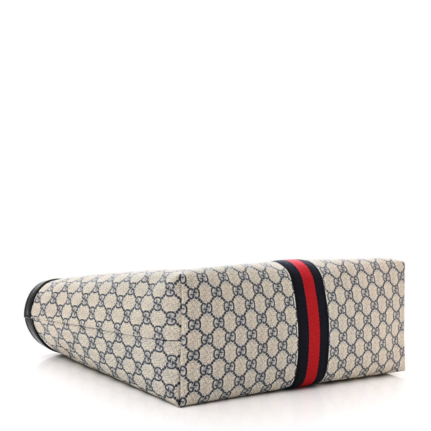 Gucci GG Supreme Monogram Textured Calfskin Web Medium Ophidia Shopping Tote Beige Blue 4 of 10