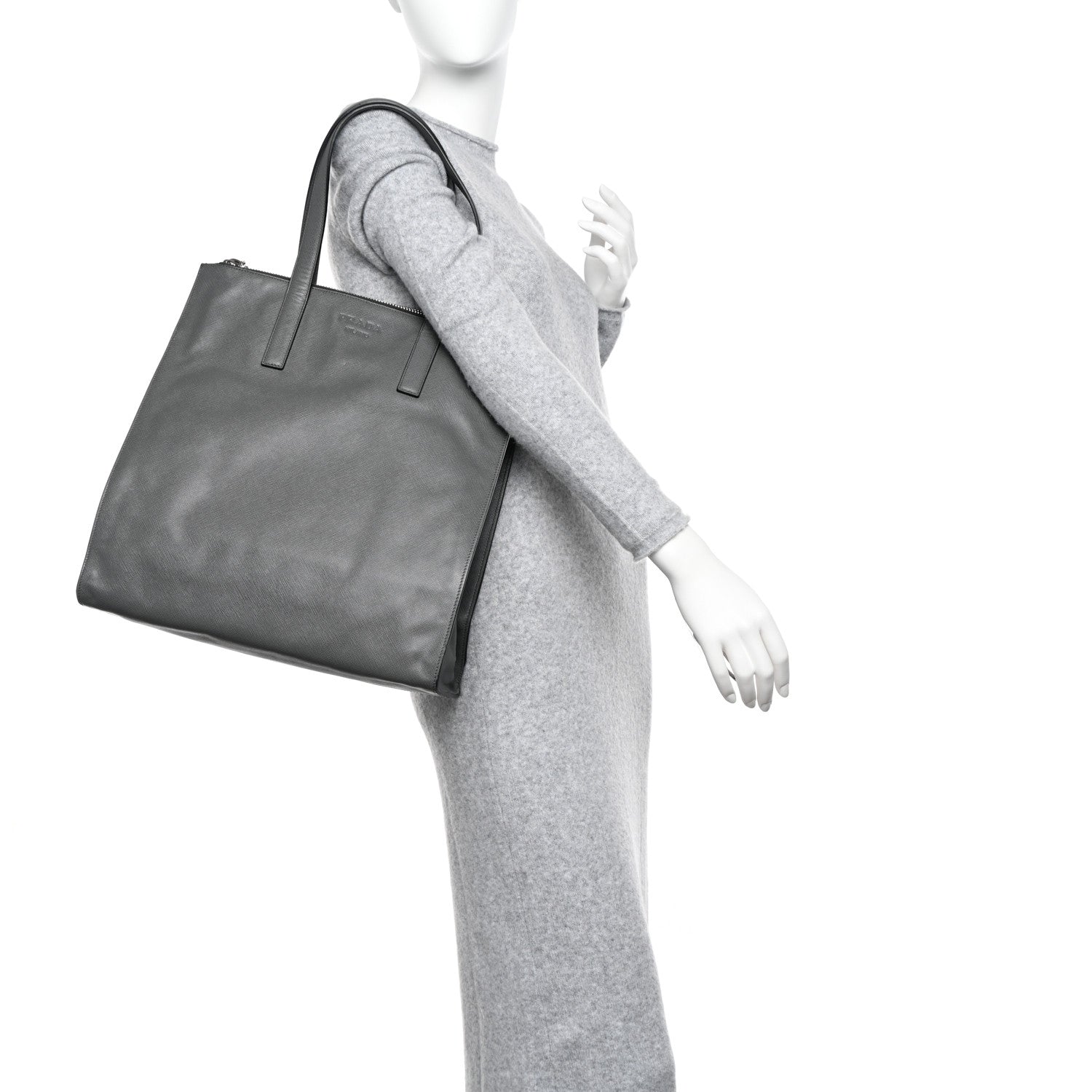 Prada Saffiano Travel Shopping Tote Mercurio 2 of 13