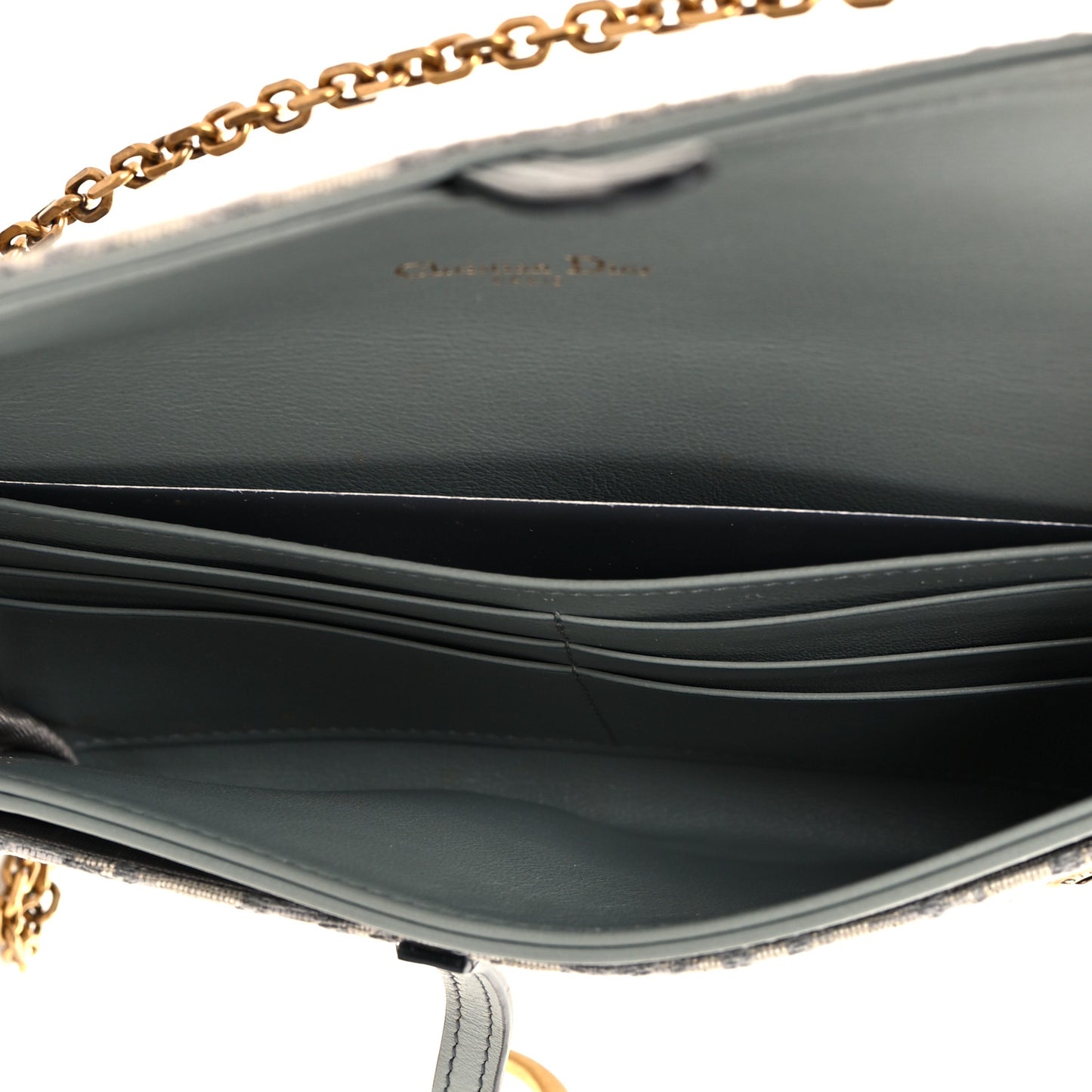 Oblique Saddle Chain Long Wallet Grey